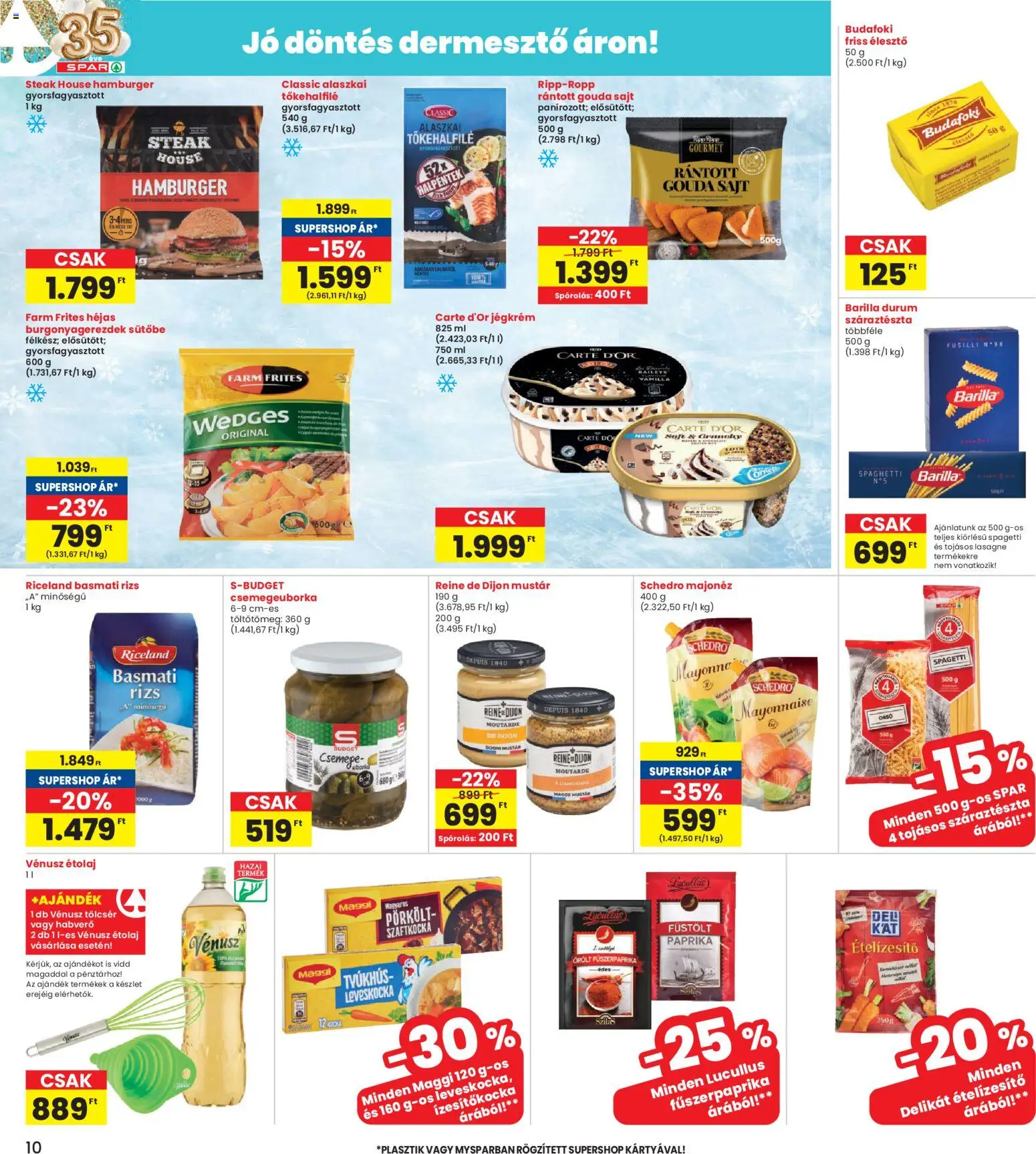 Interspar akciós ujság - amely érvényes a következő dátumtól: 26.03.2026 | Oldal: 10 | Termékek: Hamburger, Basmati rizs, Élesztő, Rizs
