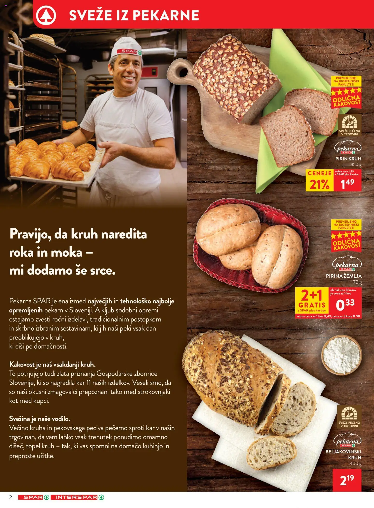 Novi Spar katalog ponudbe – veljaven od 29.10.2025 | Stran: 2 | Izdelki: Moka, Žemlja, Kos, Kruh