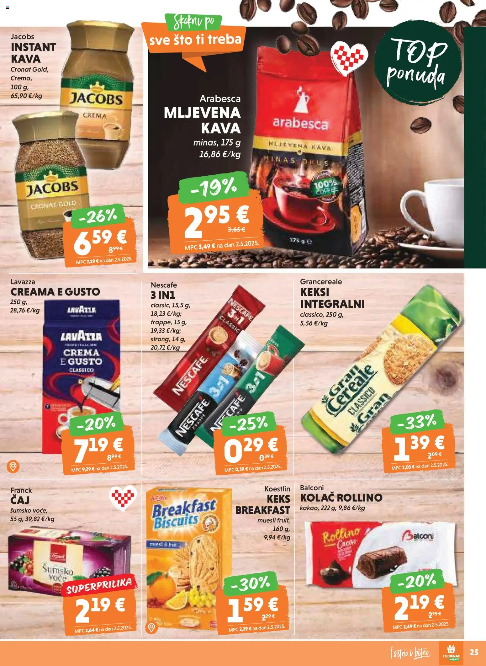 Studenac katalog | vrijedi od 12.11.2025 | Stranica: 25 | Proizvodi: Keksi, Nescafe, Kava, Jacobs