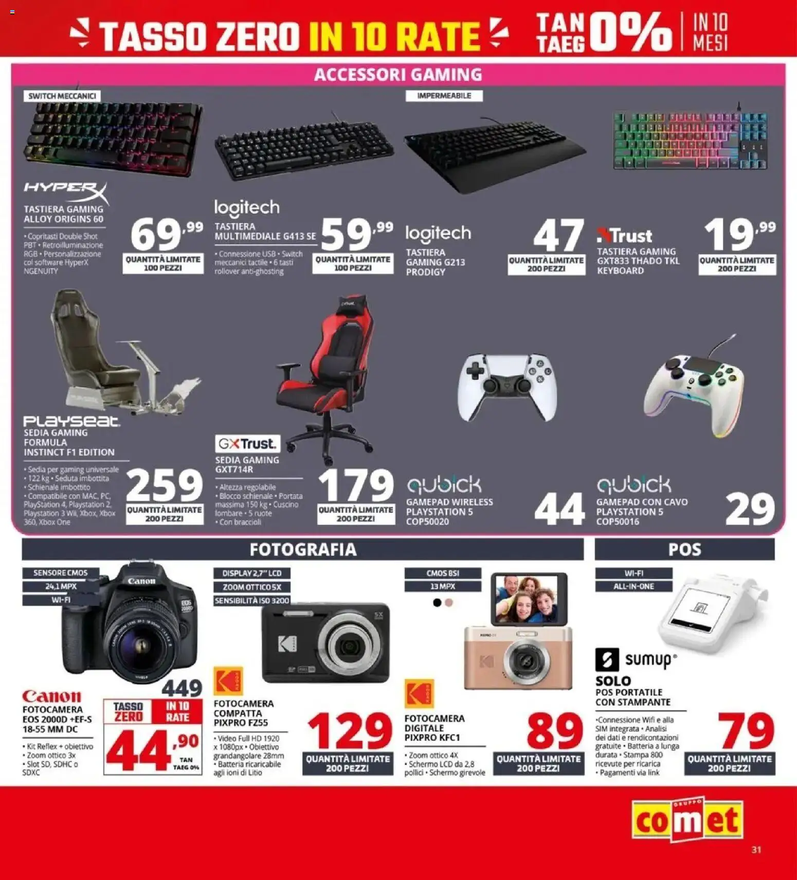 Volantino Comet del 09.04.2026 | Pagina: 31 | Prodotti: Schermo, Fotocamera, Cavo, Cuscino