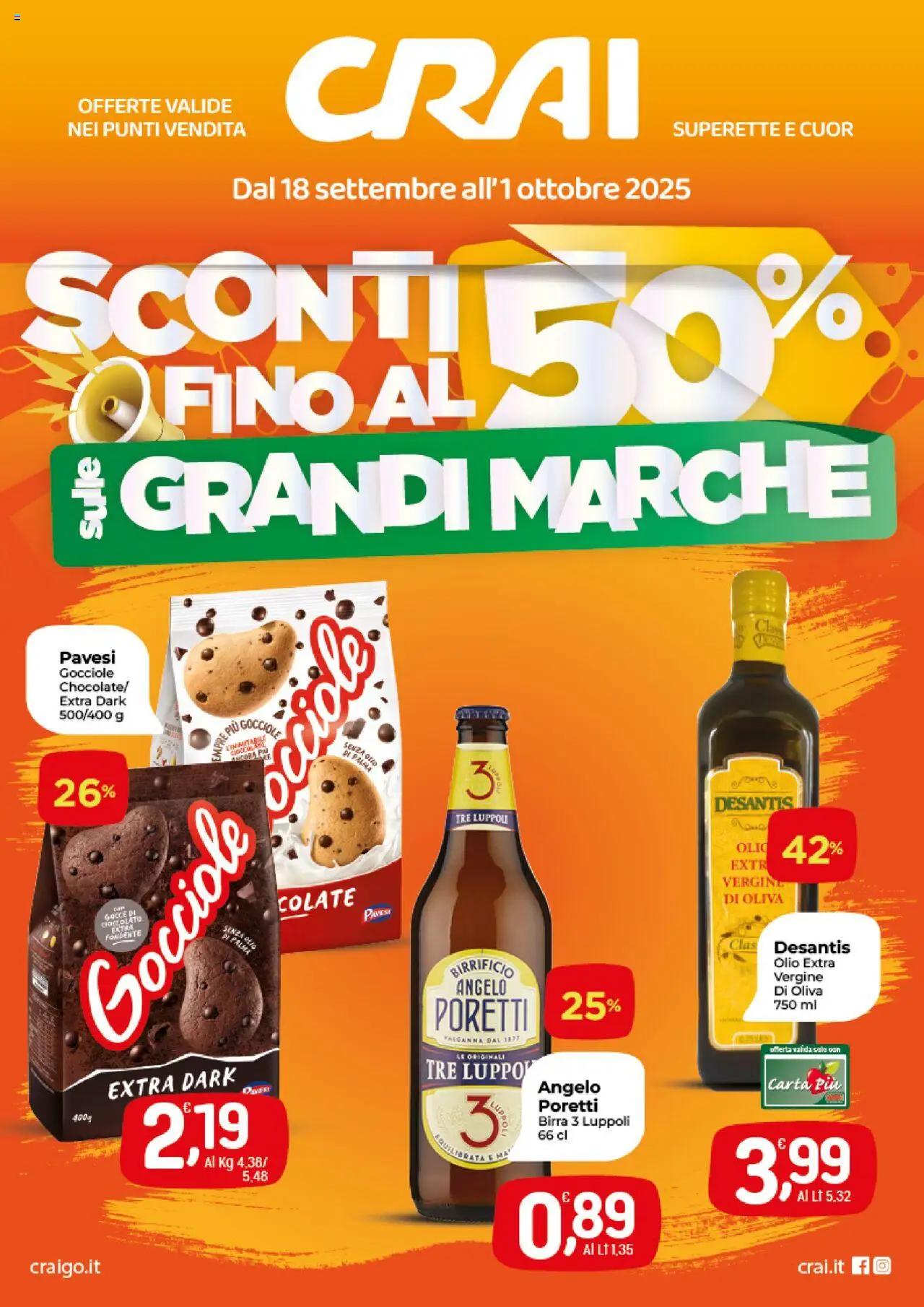 Volantino CRAI del 18.09.2025 | Pagina: 1 | Prodotti: Birra, Olio