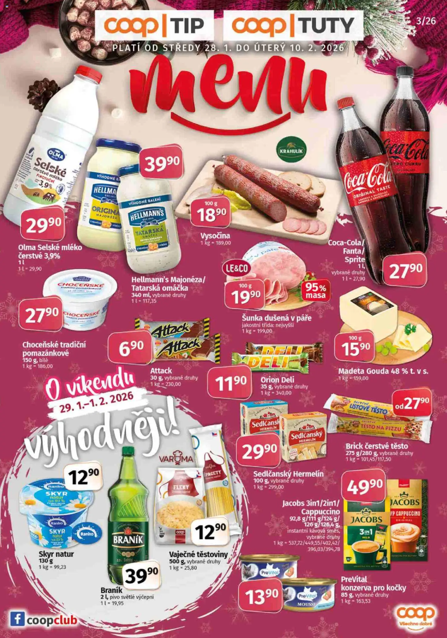 Konzum leták od 28.01.2026 | Strana: 1 | Produkty: Skyr, Braník, Majonéza, Těsto