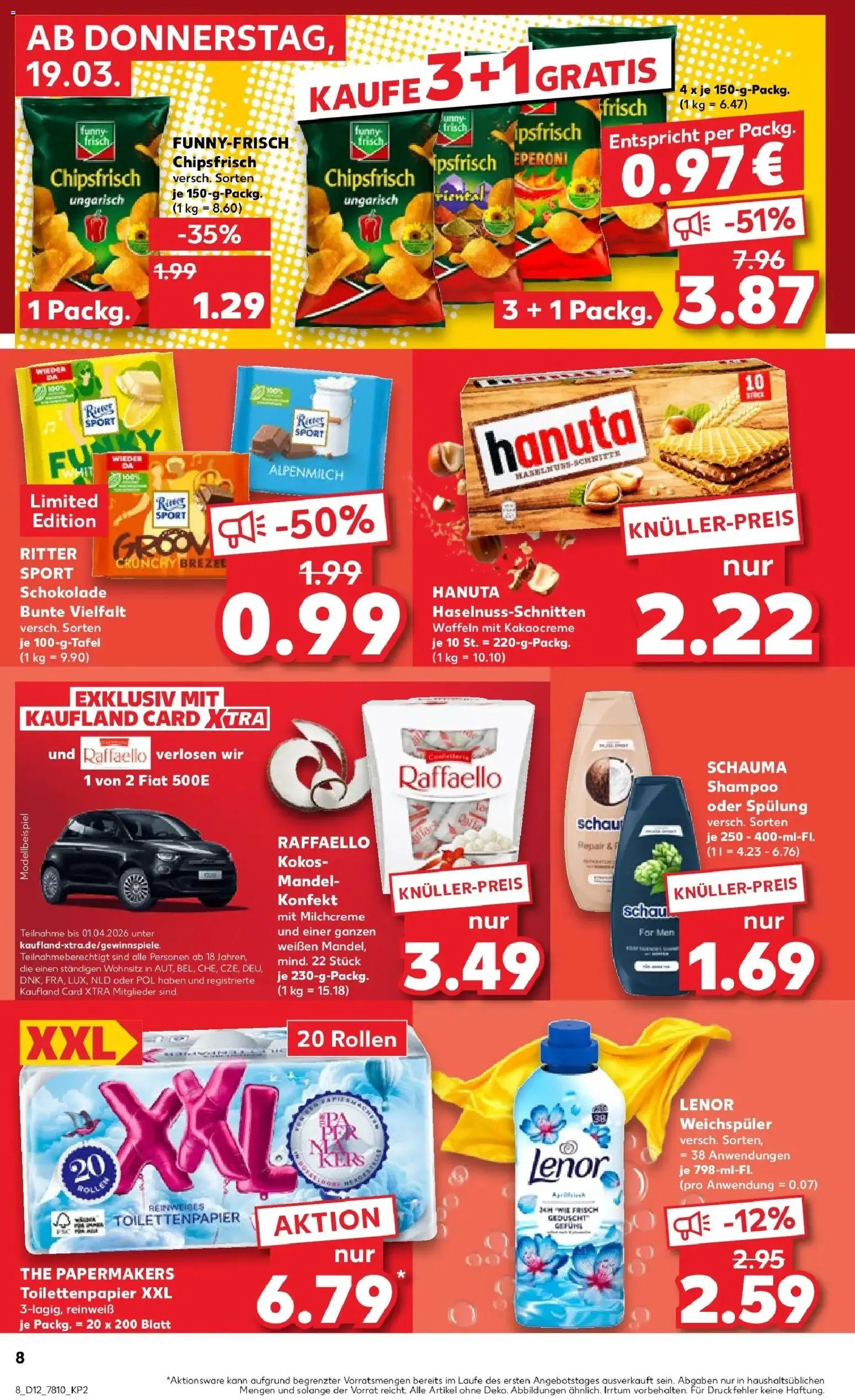 Kaufland Prospekt Straubing	 – gültig ab 19.03.2026 | Seite: 8 | Produkte: Schokolade, Funny frisch, Shampoo, Weichspüler