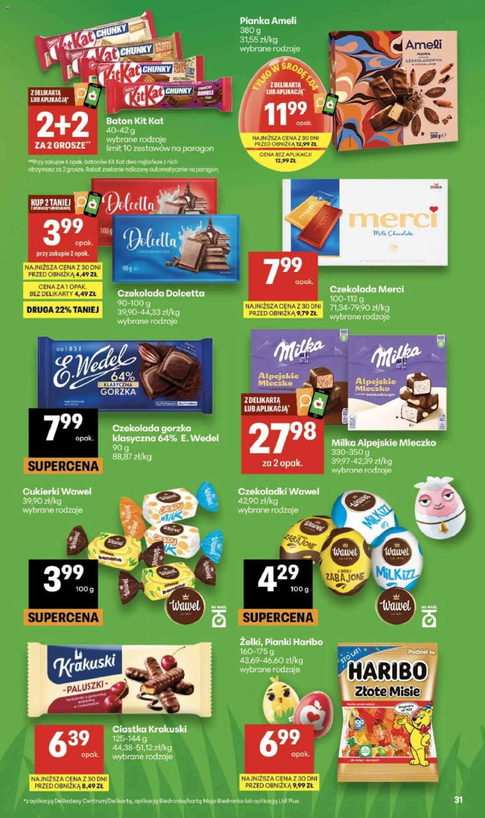 Delikatesy Centrum gazetka od 26.03.2026 | Strona: 31 | Produkty: Czekolada merci, Czekolada gorzka, Milka, Czekolada