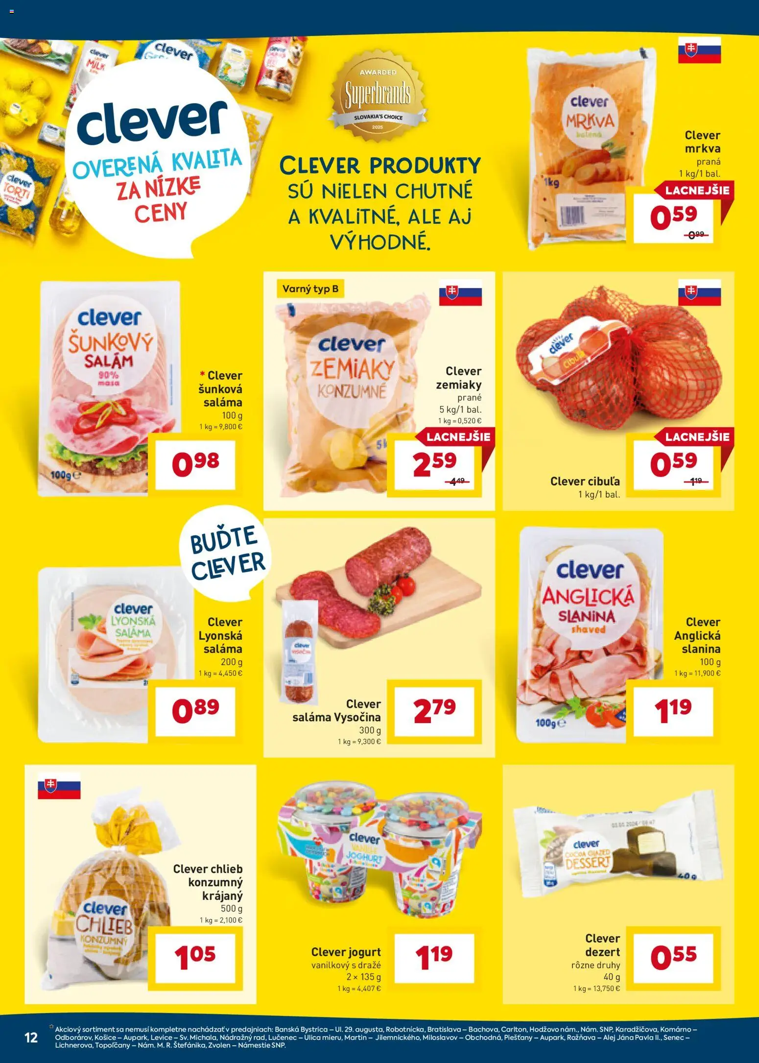 Nové Billa akcie – leták je platný od 21.01.2026 | Strana: 12 | Produkty: Jogurt, Saláma, Slanina, Zemiaky