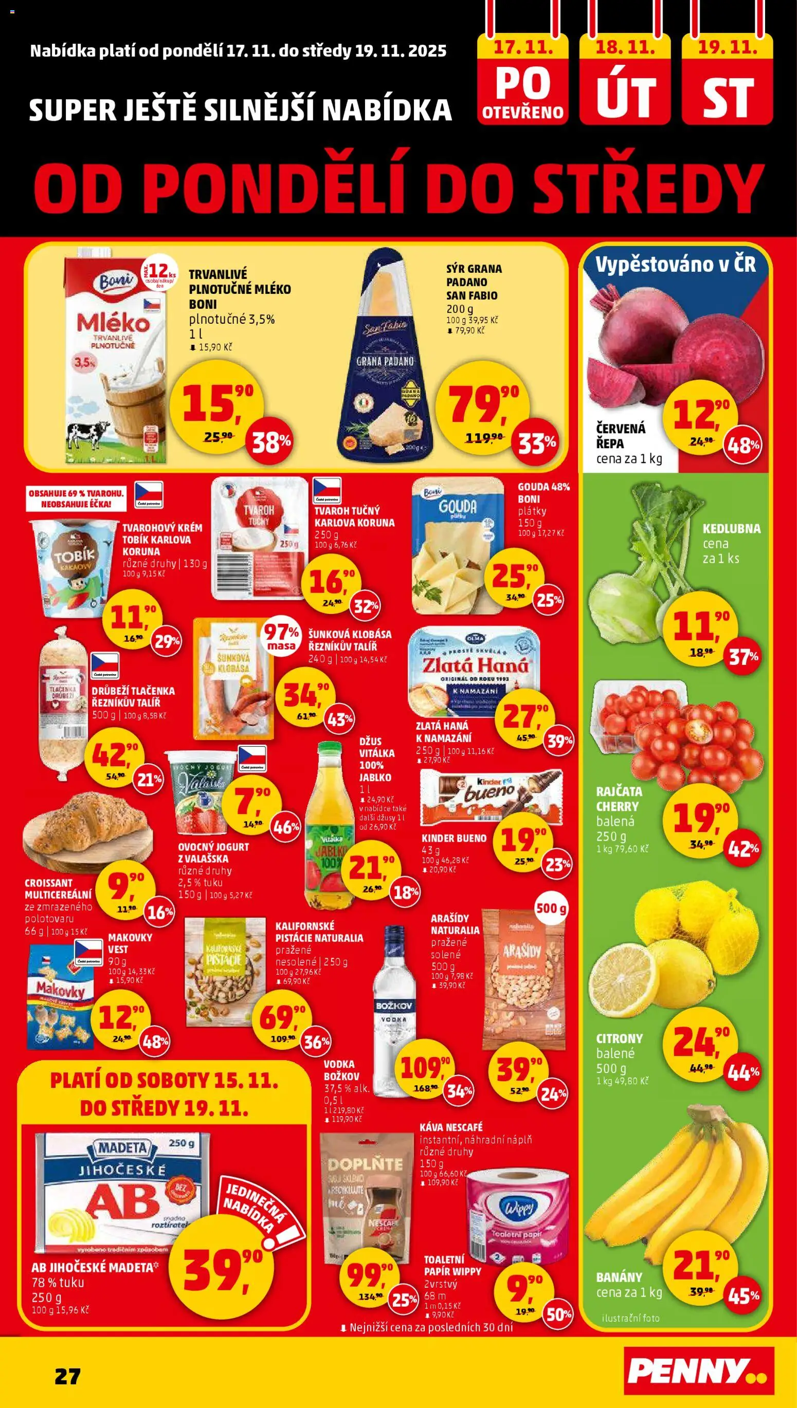 Penny Market leták - Čtvrtečník od 13.11.2025 | Strana: 27 | Produkty: Džus, Rajčata, Pistácie, Grana Padano