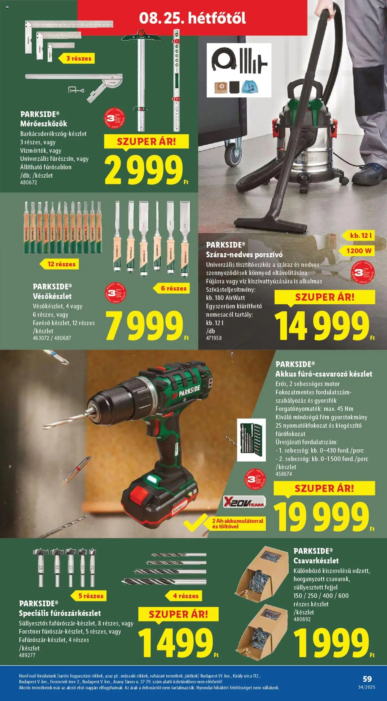 Lidl akciós ujság - amely érvényes a következő dátumtól: 21.08.2025 | Oldal: 59 | Termékek: Parkside, Porszívó, Játékok