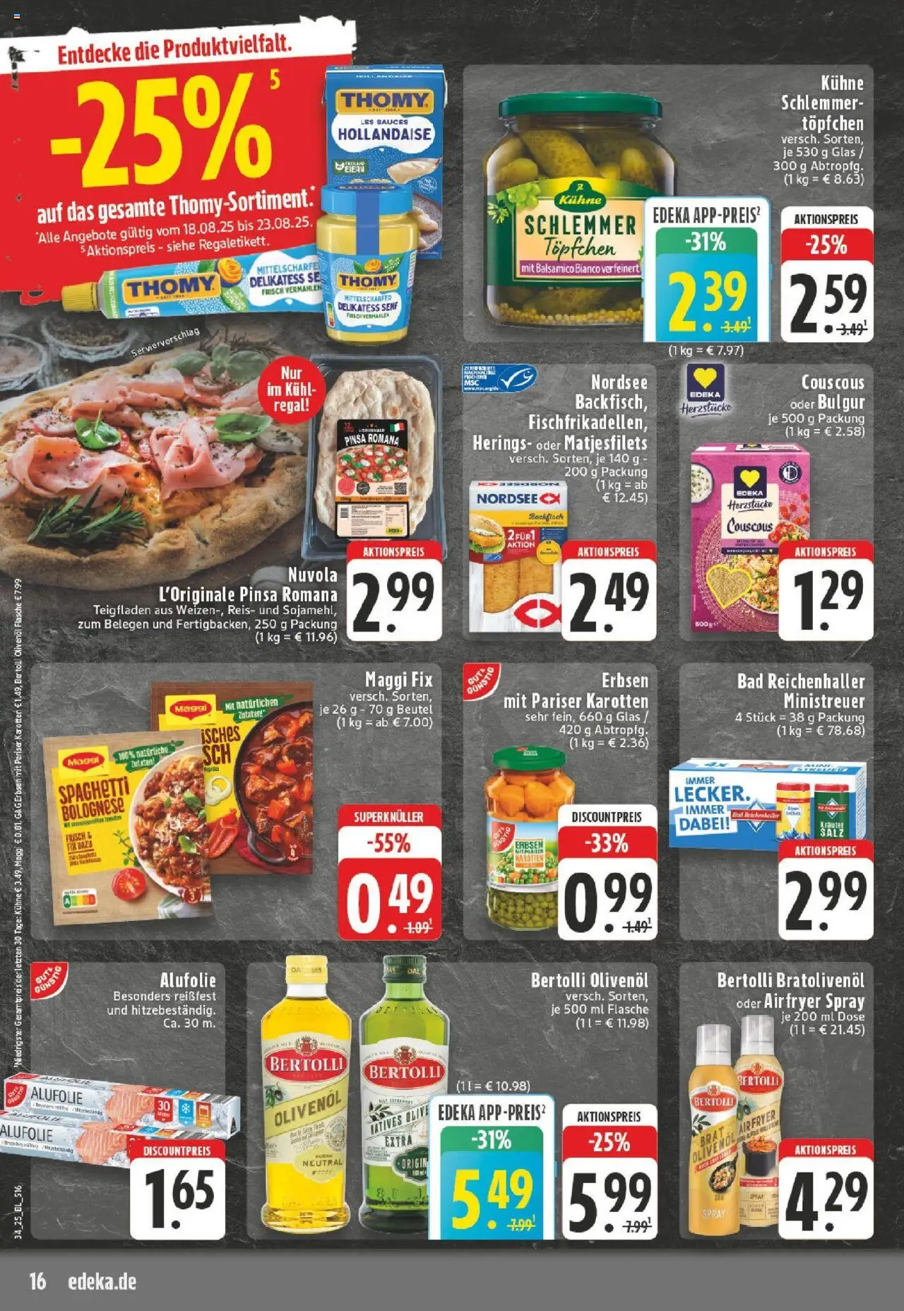 Edeka Prospekt 	 - gültig ab dem 18.08.2025 | Seite: 16 | Produkte: Balsamico, Bertolli olivenol, Maggi fix, Reis