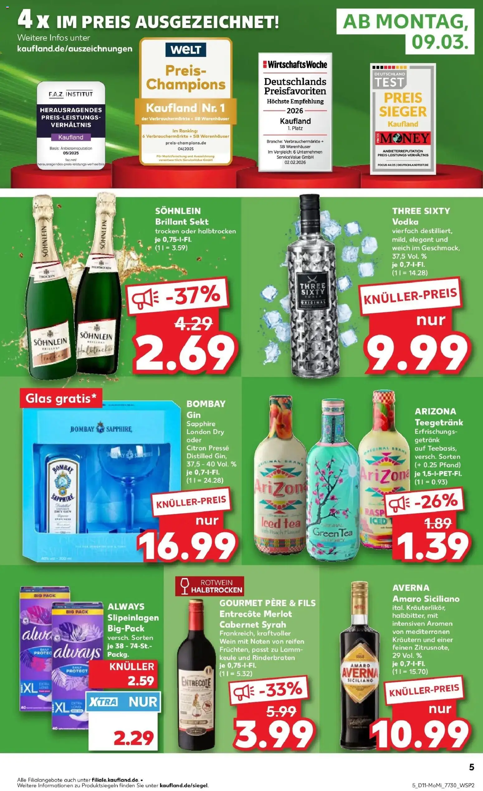 Kaufland Prospekt Bad Kissingen	 – gültig ab 09.03.2026 | Seite: 5 | Produkte: Sekt, Rotwein halbtrocken, Merlot, Entrecote
