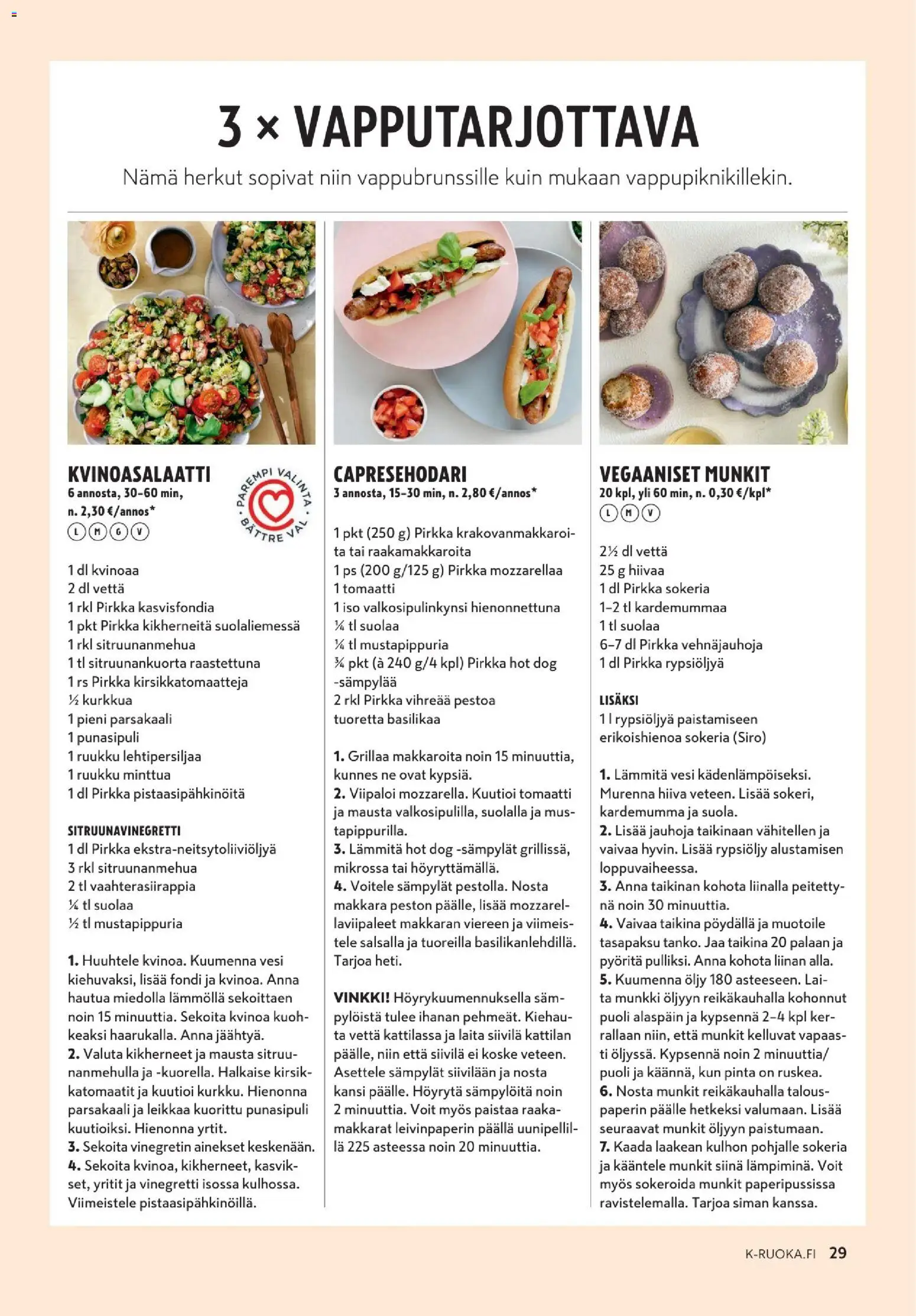 K-Supermarket - K-Ruoka – voimassa 25.03.2026 alkaen | Sivu: 29 | Tuotteet: Makkara, Kansi, Kikherneet, Öljy