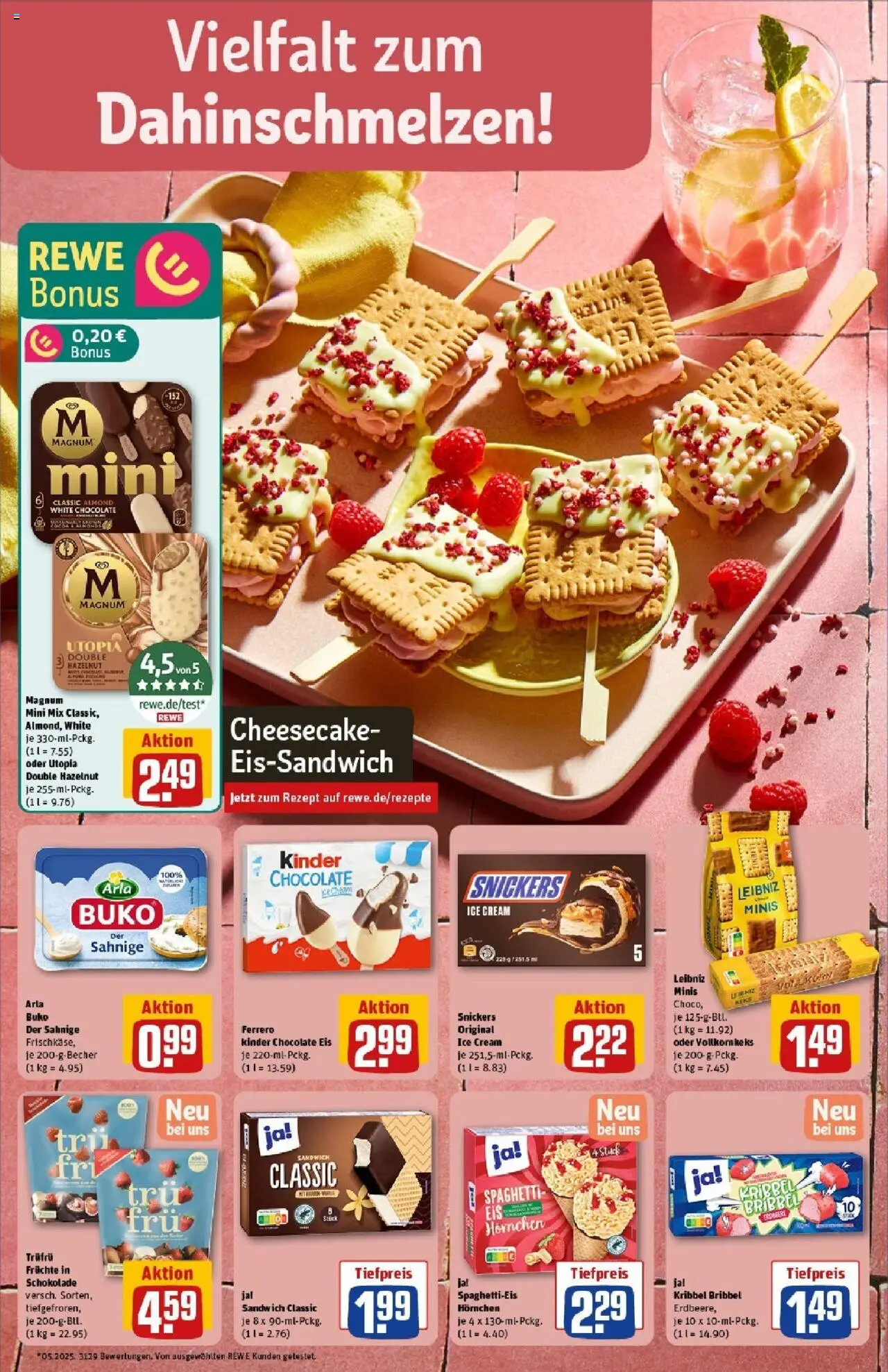 Rewe prospekt Mechernich / Kommern	 - gültig ab dem 08.06.2025 | Seite: 4 | Produkte: Schokolade, Snickers, Arla buko, Eis