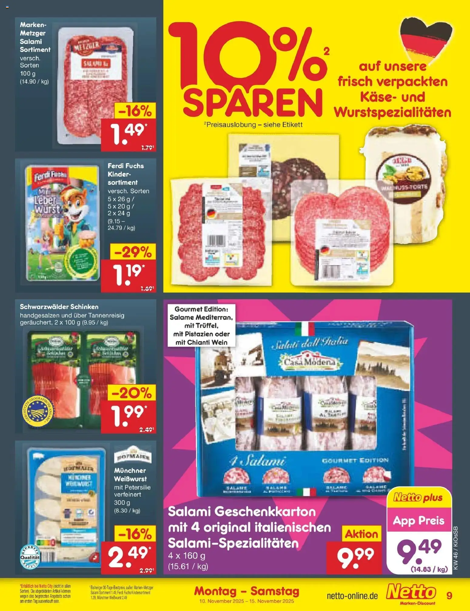 Netto Marken-Discount - Netto: Wochenangebote – gültig ab 10.11.2025 | Seite: 9 | Produkte: Käse, Pistazien, Wurst, Petersilie