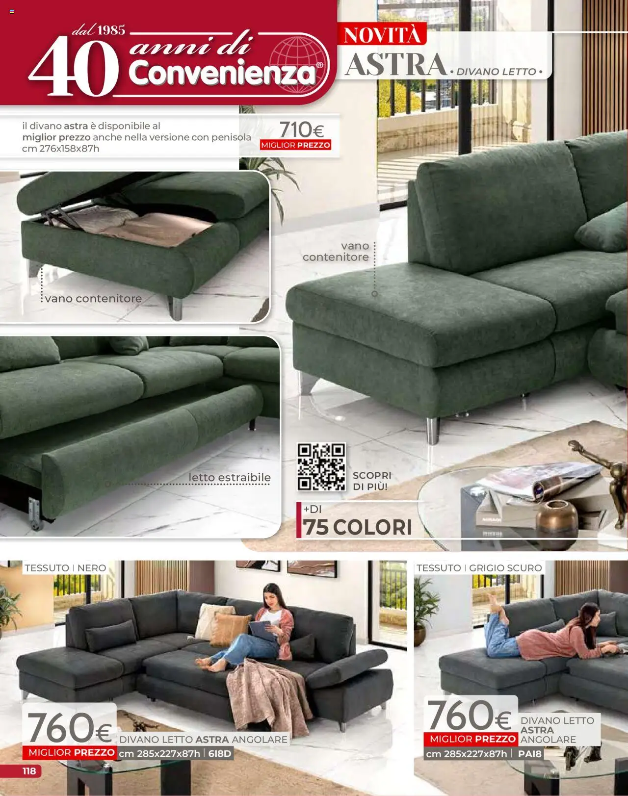 Volantino Mondo Convenienza del 09.09.2025 | Pagina: 120 | Prodotti: Divano letto, Contenitore, Letto, Divano