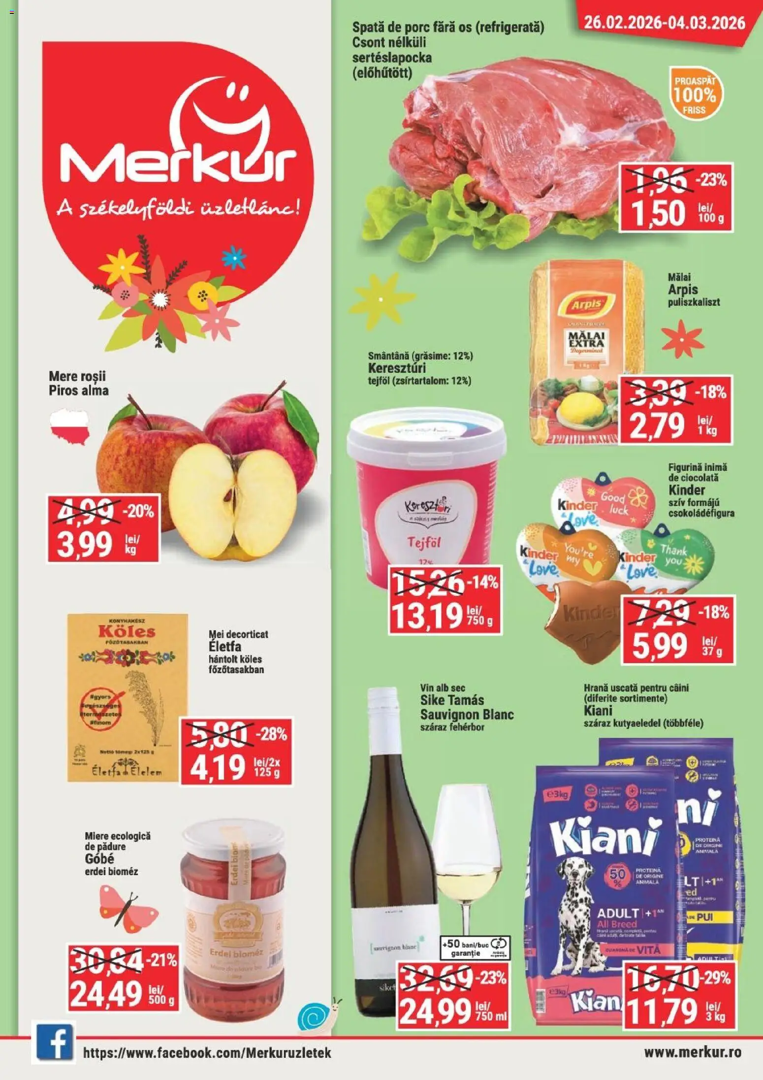Noul catalog Merkur – valabil de la 26.02.2026 | Pagină: 1 | Produse: Vin, Mere, Mălai, Smântână