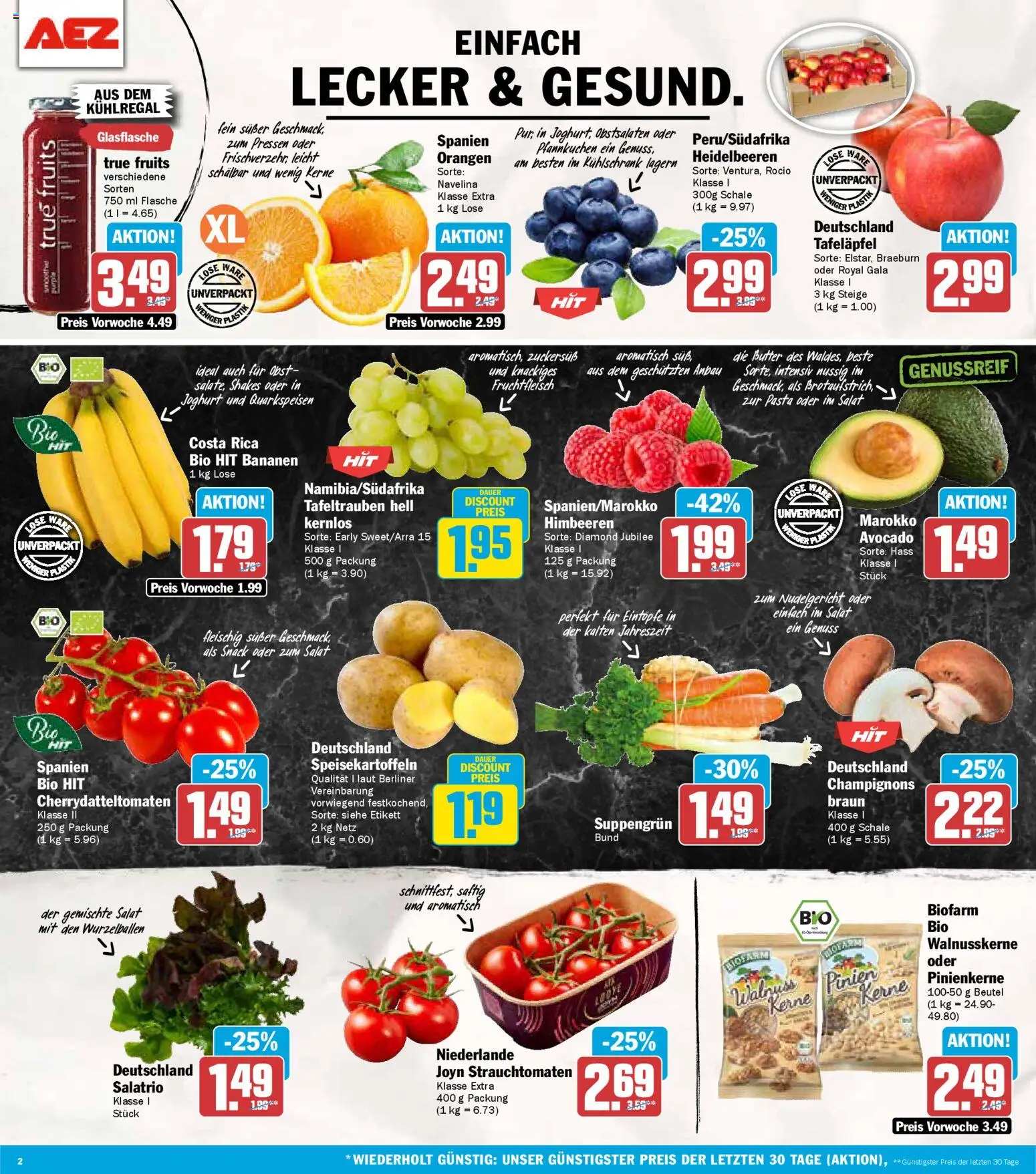 AEZ Prospekt 	 – gültig ab 05.01.2026 | Seite: 2 | Produkte: Himbeeren, Butter, Kühlschrank, Orangen