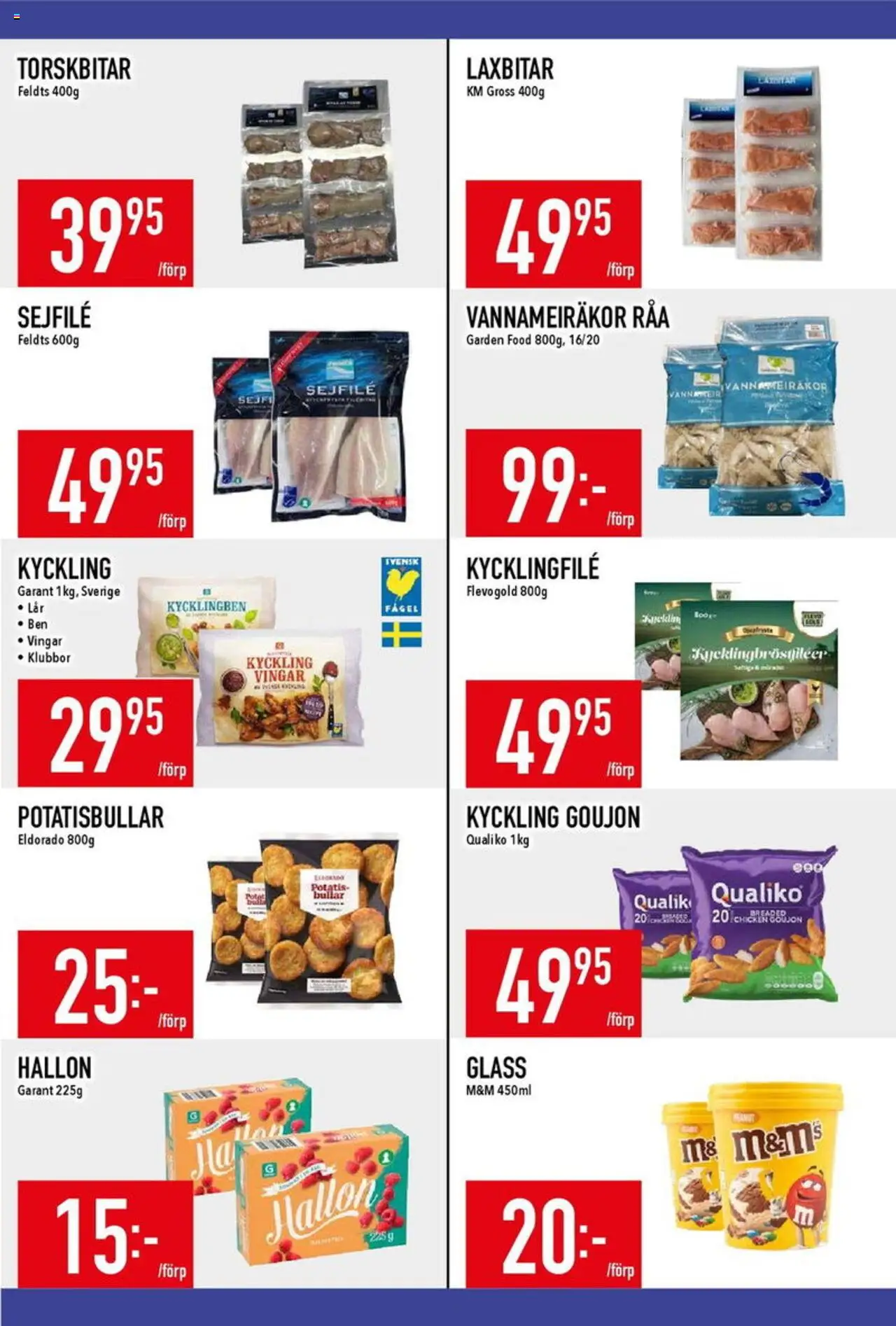 Matdax reklamblad aktuell från 18.08.2025 | Sida: 8 | Produkter: Kycklingfile, Potatisbullar, Glass, Hallon