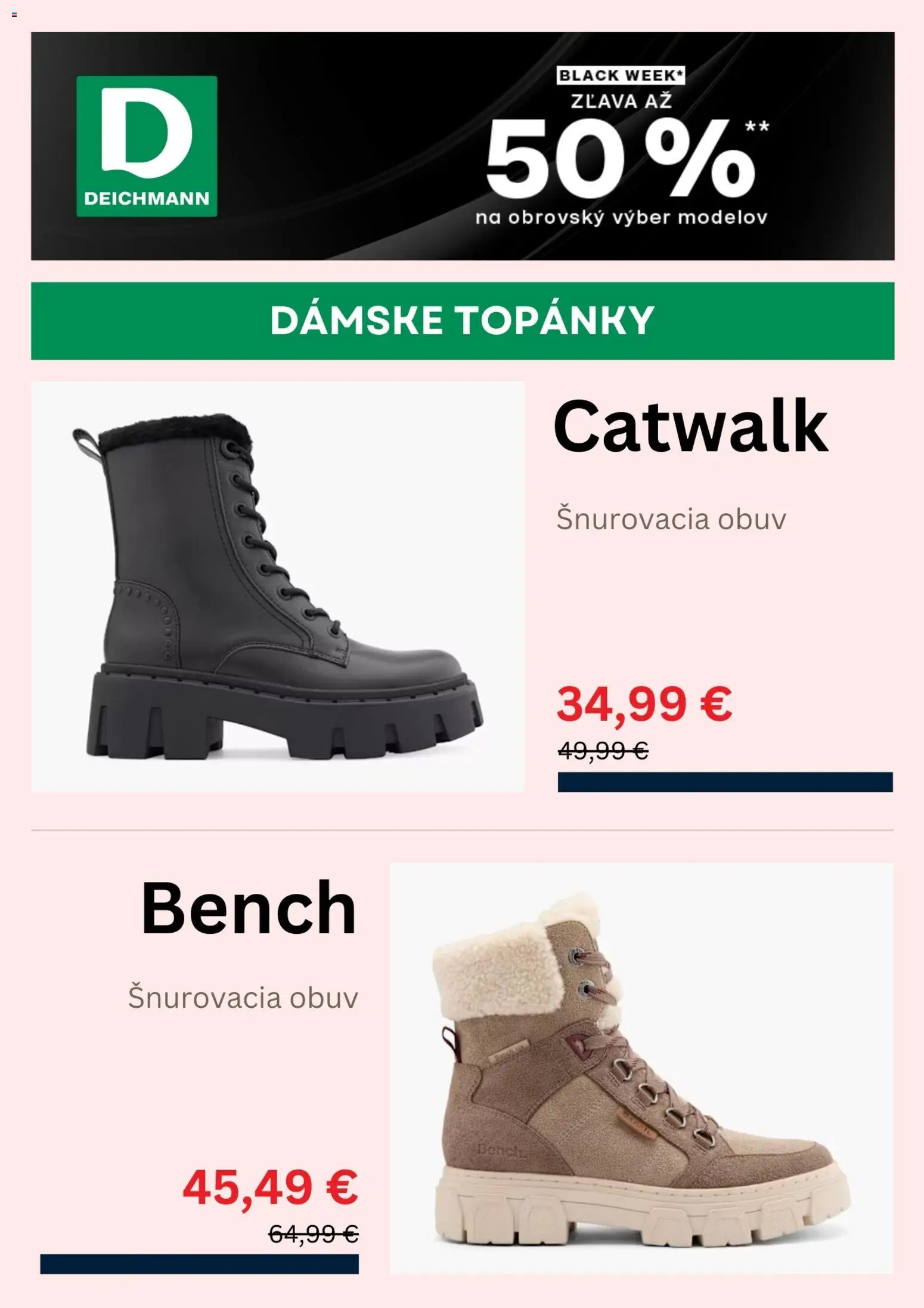 Nové Deichmann akcie – leták je platný od 24.11.2025 | Strana: 3 | Produkty: Topánky