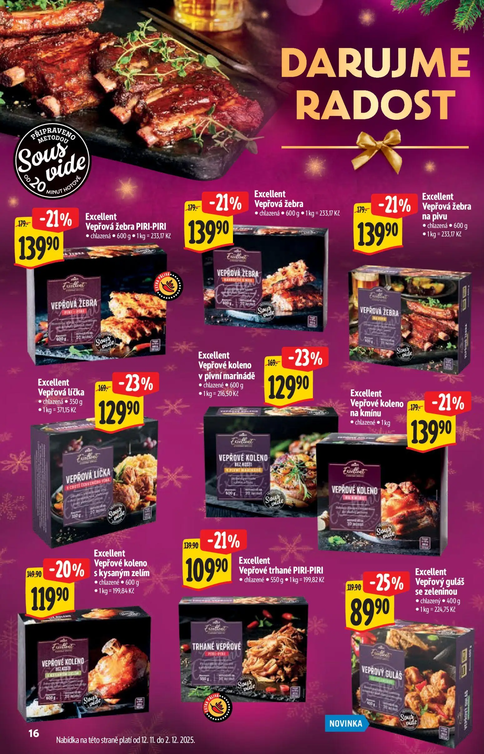 Albert katalog - Supermarket od 12.11.2025 | Strana: 16 | Produkty: Vepřové koleno, Sous vide, Guláš, Vepřová žebra