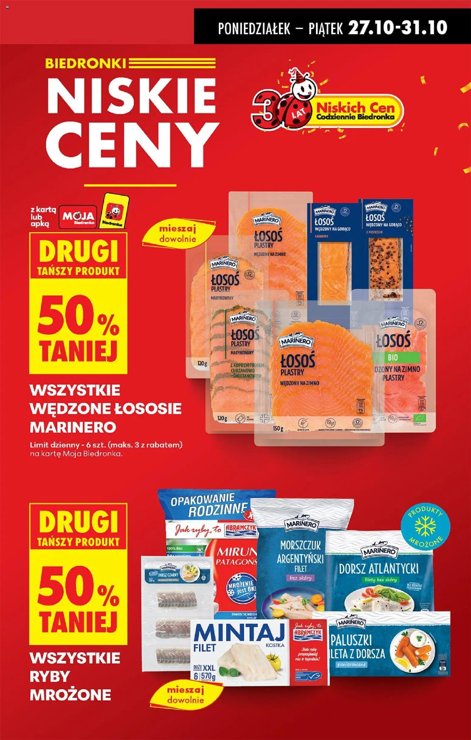 Biedronka gazetka od 27.10.2025 | Strona: 7 | Produkty: Karta, Łosoś wędzony, Mintaj, Ryby