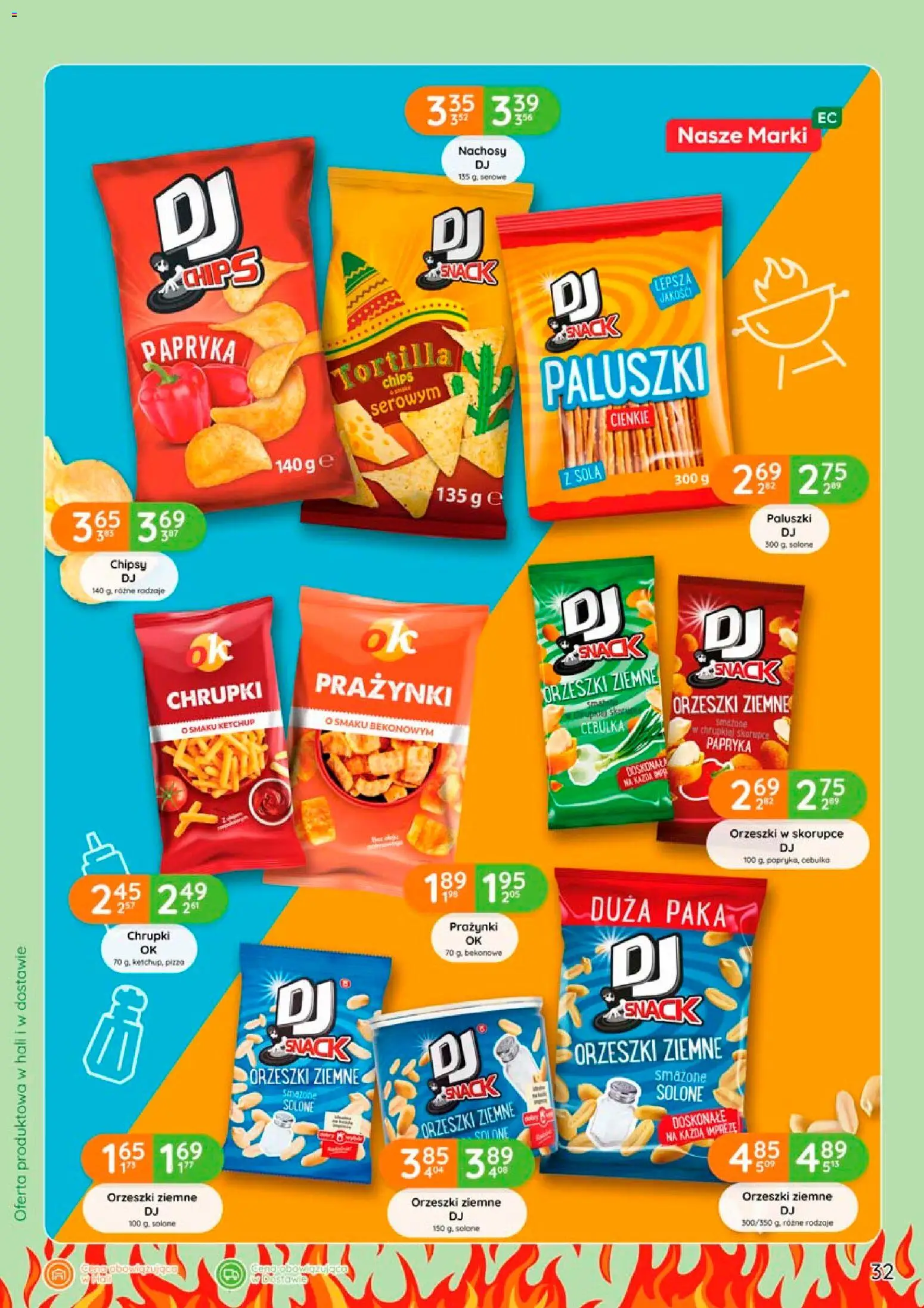 Eurocash gazetka - Grill od 09.04.2026 | Strona: 32 | Produkty: Orzeszki w skorupce, Chipsy, Papryka, Orzeszki ziemne