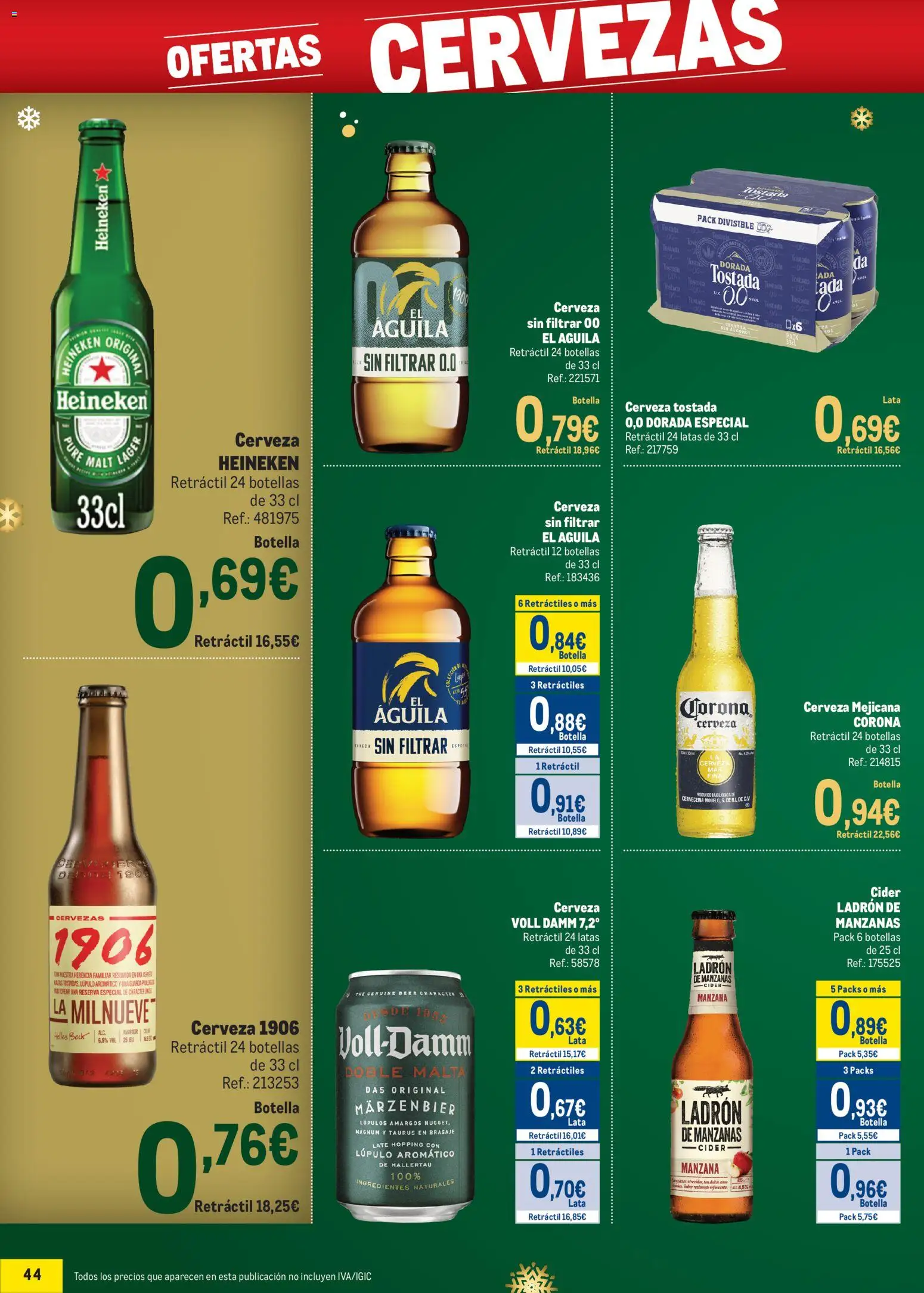 Makro - Precios Navidad Canarias │ válido desde el 24.11.2025 | Página: 44 | Productos: Κρεμάστρα, Cerveza, Manzanas, Σπανάκι