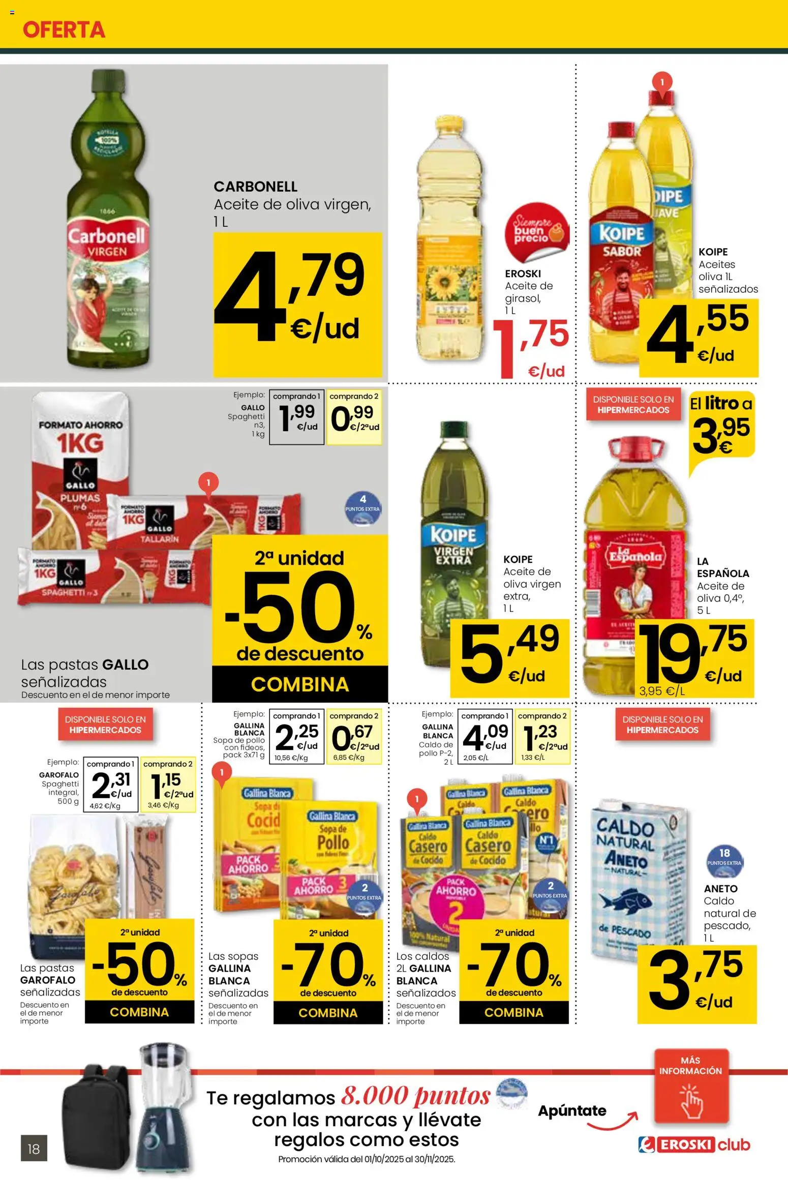 Eroski folleto │ válido desde el 13.11.2025 | Página: 18 | Productos: Aceite, Pescado, Aceite de oliva, Κλειδαριά της πόρτας