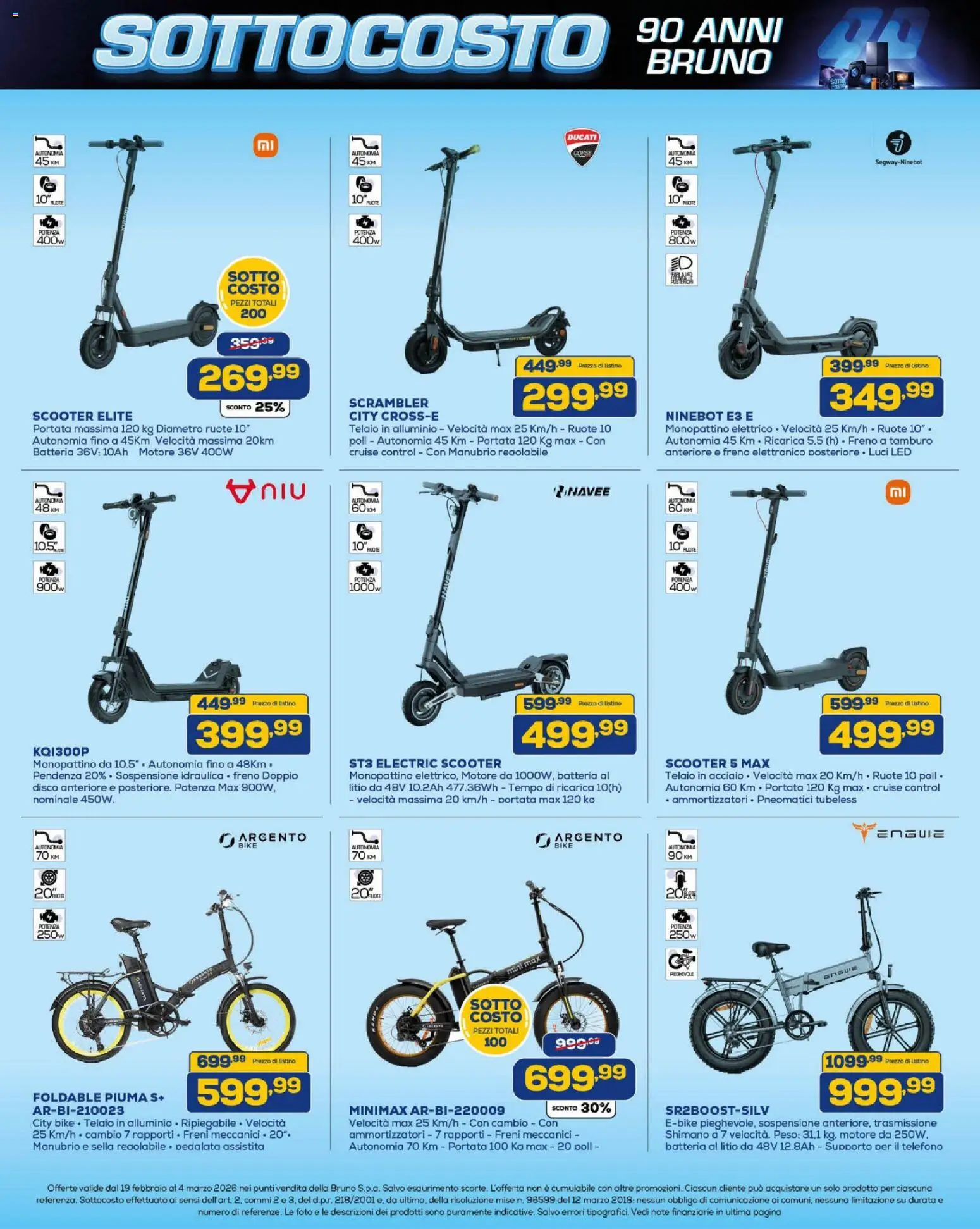 Volantino BRUNO del 19.02.2026 | Pagina: 13 | Prodotti: Monopattino, Telefono, Alluminio, Monopattino elettrico