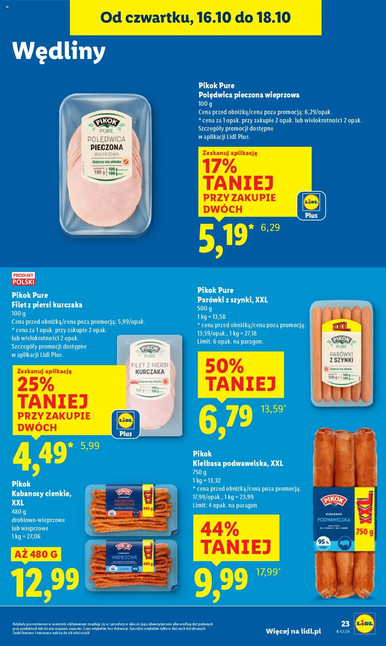 Lidl Gazetka od 16.10.2025 | Strona: 27 | Produkty: Kiełbasa, Parówki, Wędliny, Filet z piersi kurczaka
