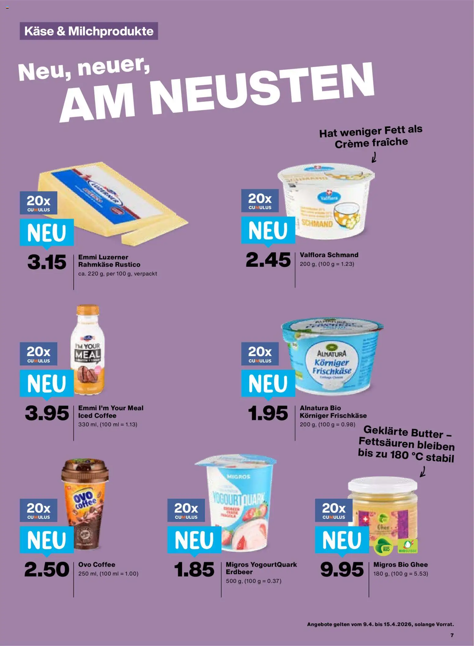 Migros aktionen – gültig ab 09.04.2026 | Seite: 7 | Produkte: Quark, Butter, Käse, Creme