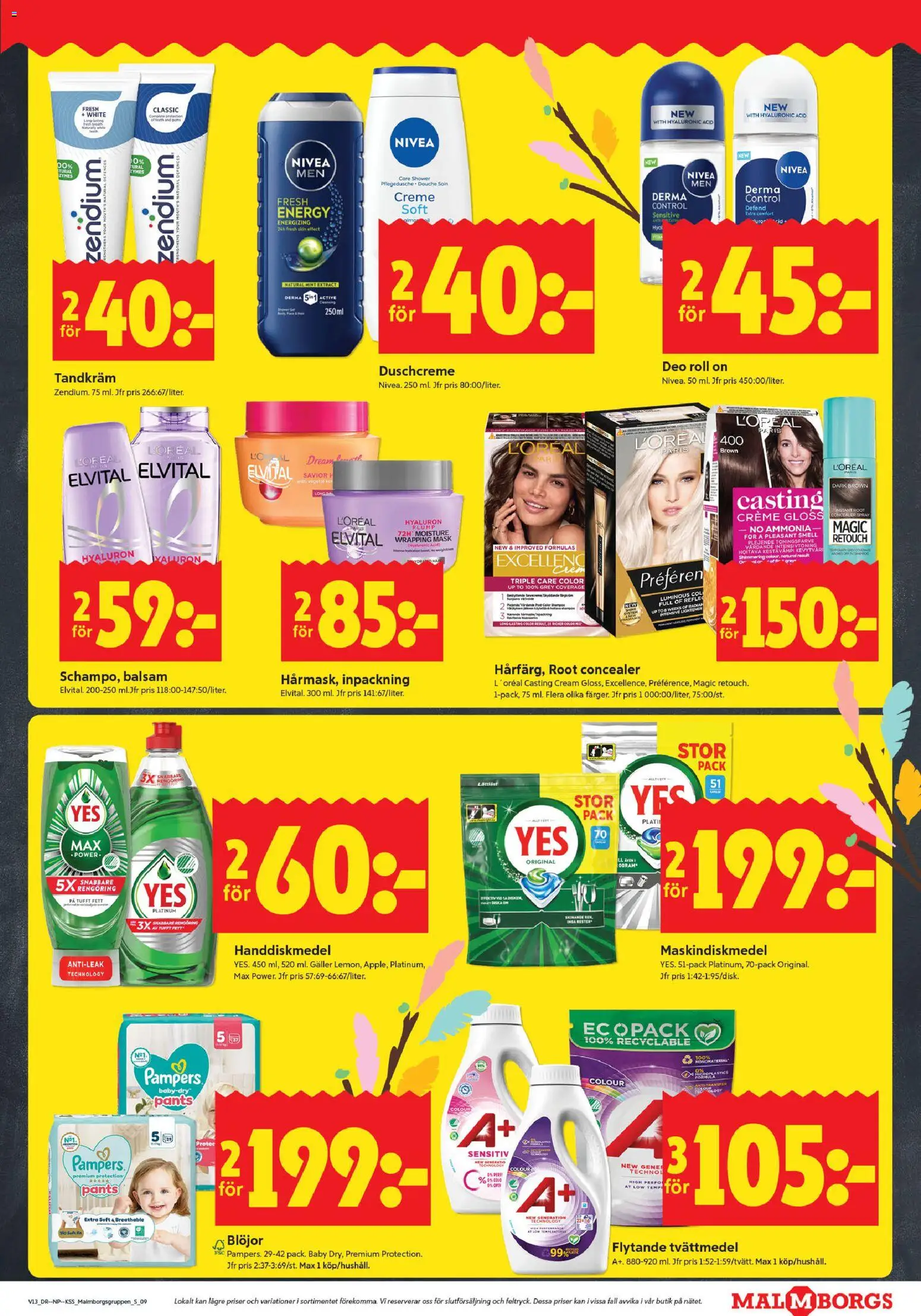 ICA Kvantum reklamblad aktuell från 23.03.2026 | Sida: 9 | Produkter: Balsam, Galler, Handdiskmedel, Blöjor