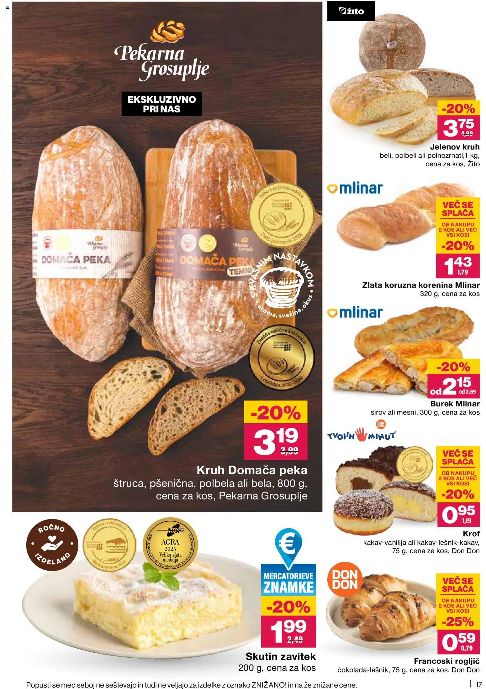 Novi Mercator katalog ponudbe – veljaven od 23.04.2026 | Stran: 17 | Izdelki: Pekarna, Kos, Kruh