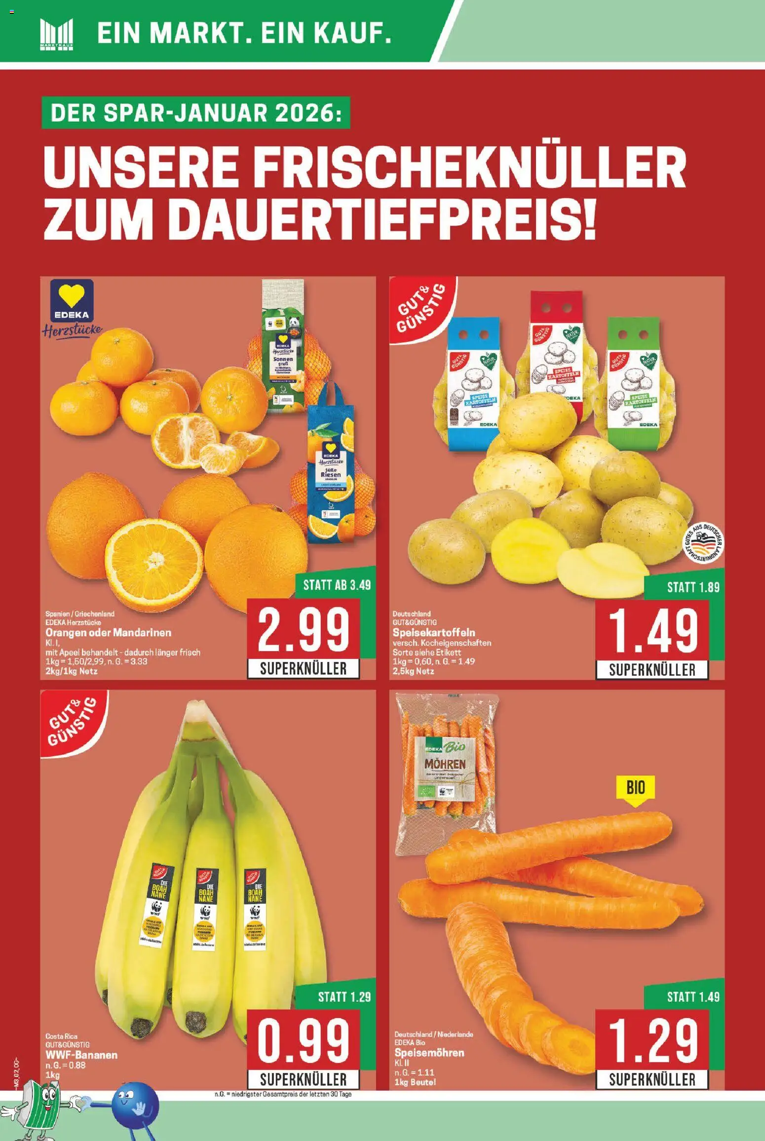 Marktkauf Prospekt 	 – gültig ab 12.01.2026 | Seite: 2 | Produkte: Mandarinen, Orangen, Mohren, Kartoffeln