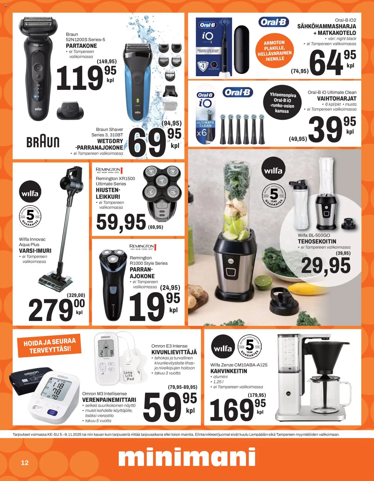 Minimani tarjoukset – voimassa 05.11.2025 alkaen | Sivu: 12 | Tuotteet: Kahvinkeitin, Sähköhammasharja, Tehosekoitin, Näyttö