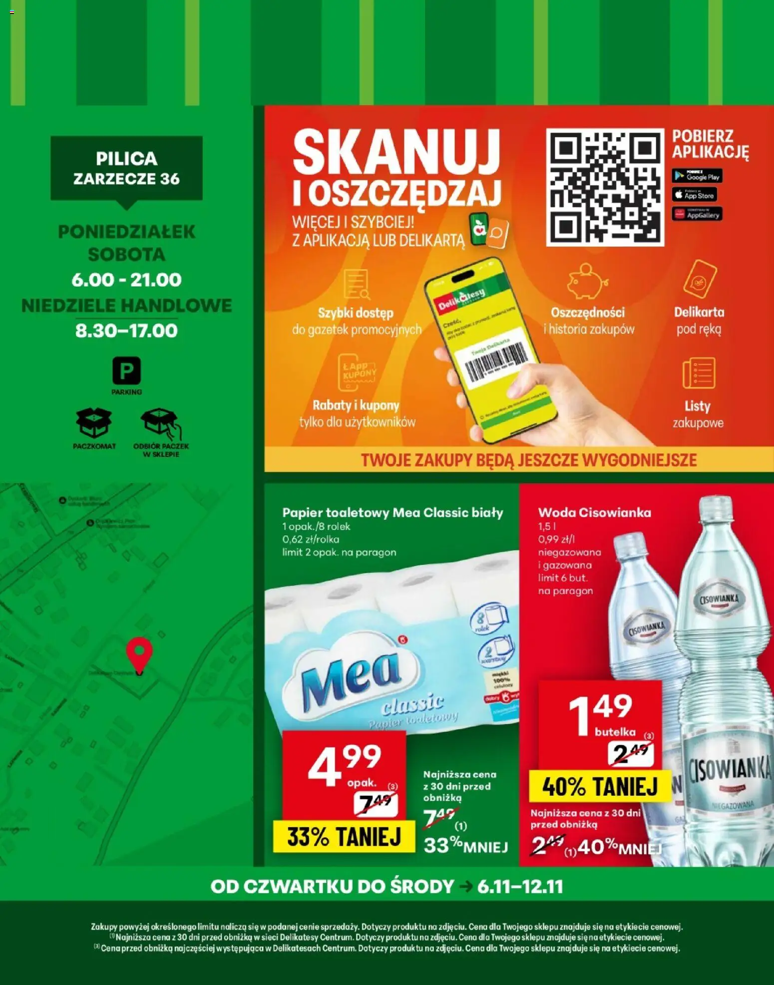 Delikatesy Centrum Gazetka - Pilica Otwarcie od 06.11.2025 | Strona: 4 | Produkty: Papier toaletowy, Delikatesy, Woda