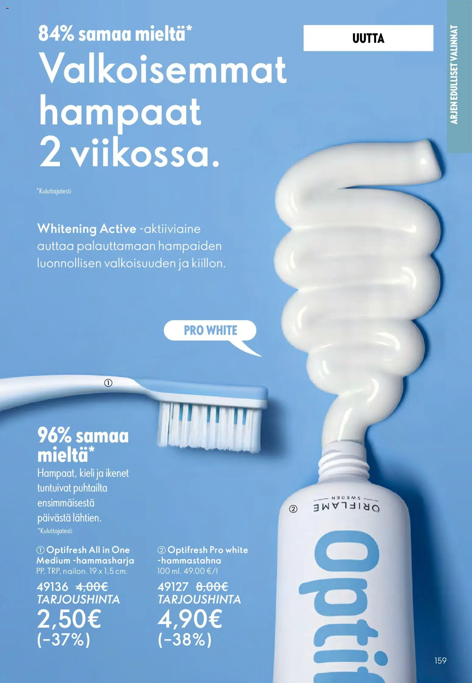 Oriflame - Esite 01 – voimassa 31.12.2025 alkaen | Sivu: 159 | Tuotteet: Hammastahna, Hammasharja