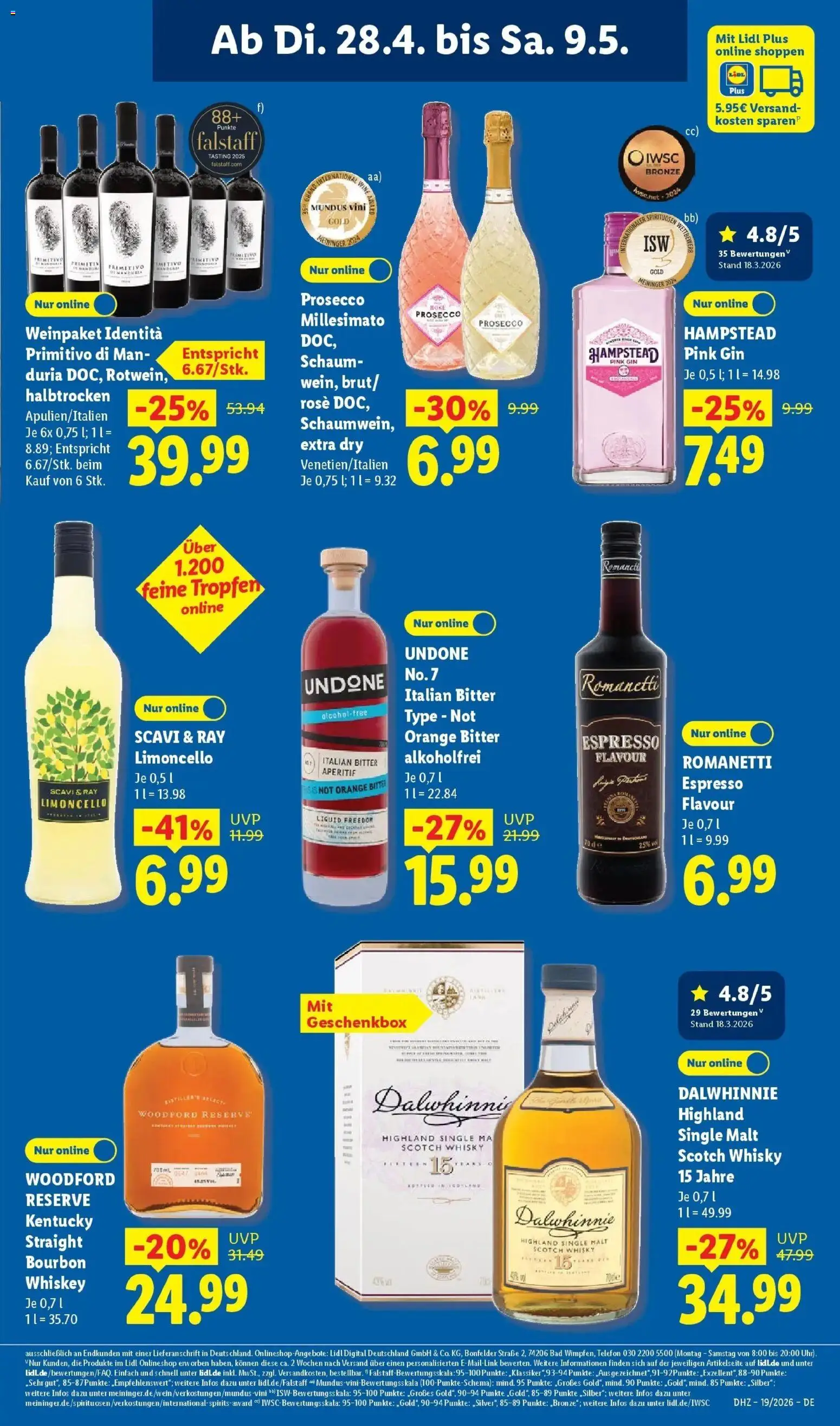Lidl Německo leták od 04.05.2026 | Strana: 61 | Produkty: Prosecco, Gin, Primitivo, Gin pink