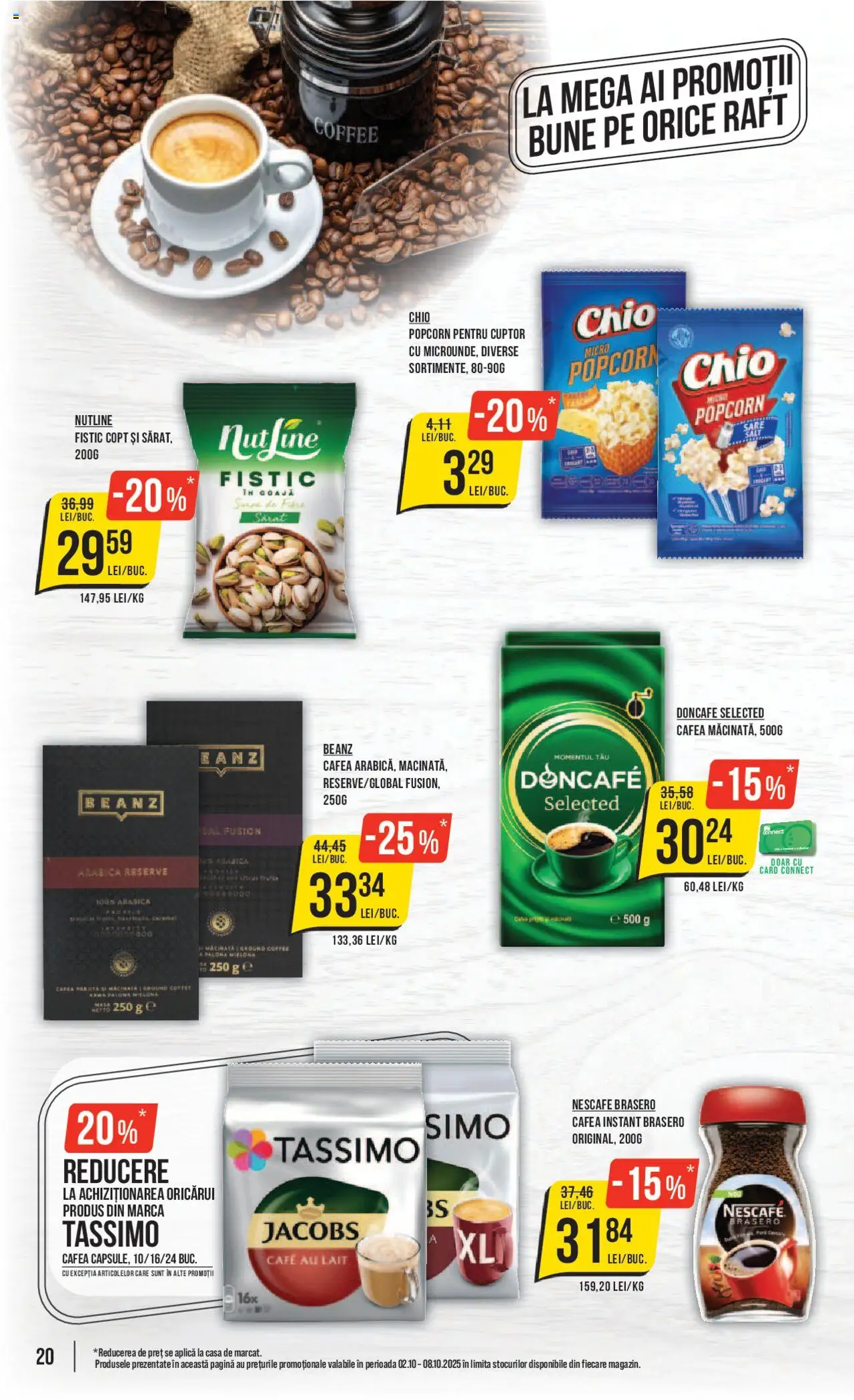 Noul catalog Mega Image – valabil de la 02.10.2025 | Pagină: 20 | Produse: Cuptor, Cafea, Fistic, Sare