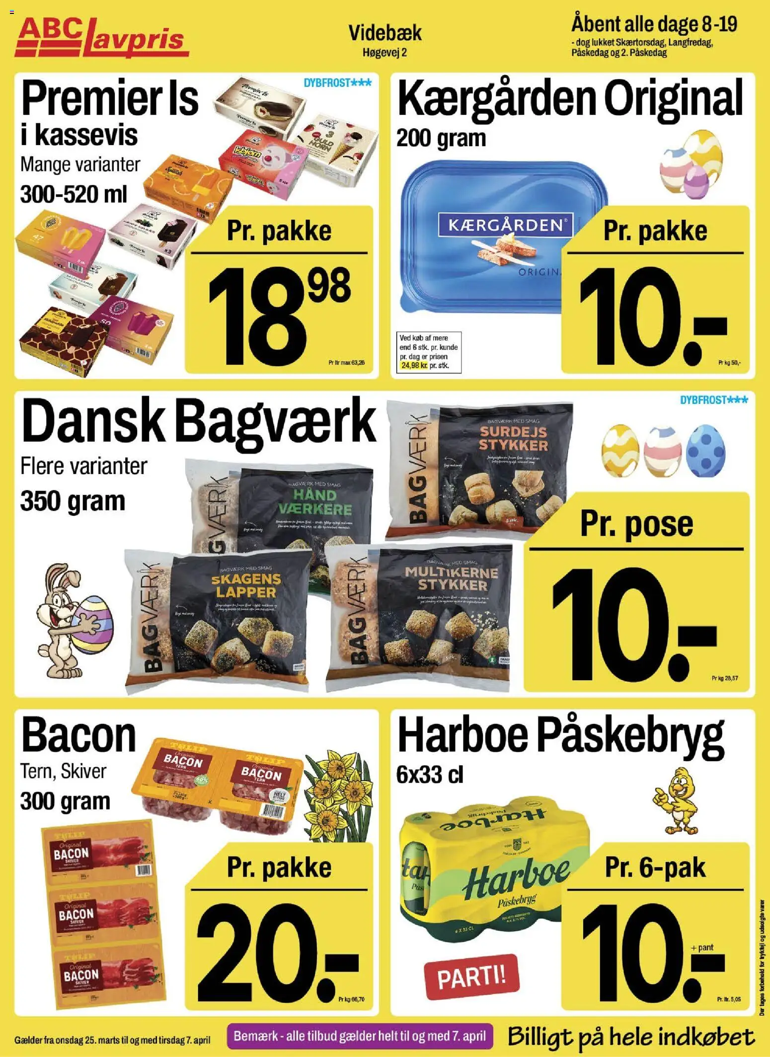 Abc Lavpris tilbudsavis – gyldig fra 25.03.2026 | Side: 1 | Produkter: Is, Bacon