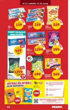 PENNY akciós ujság - amely érvényes a következő dátumtól: 17.07.2025 | Oldal: 11 | Termékek: Bacon, Tészta, Keksz, Nápolyi