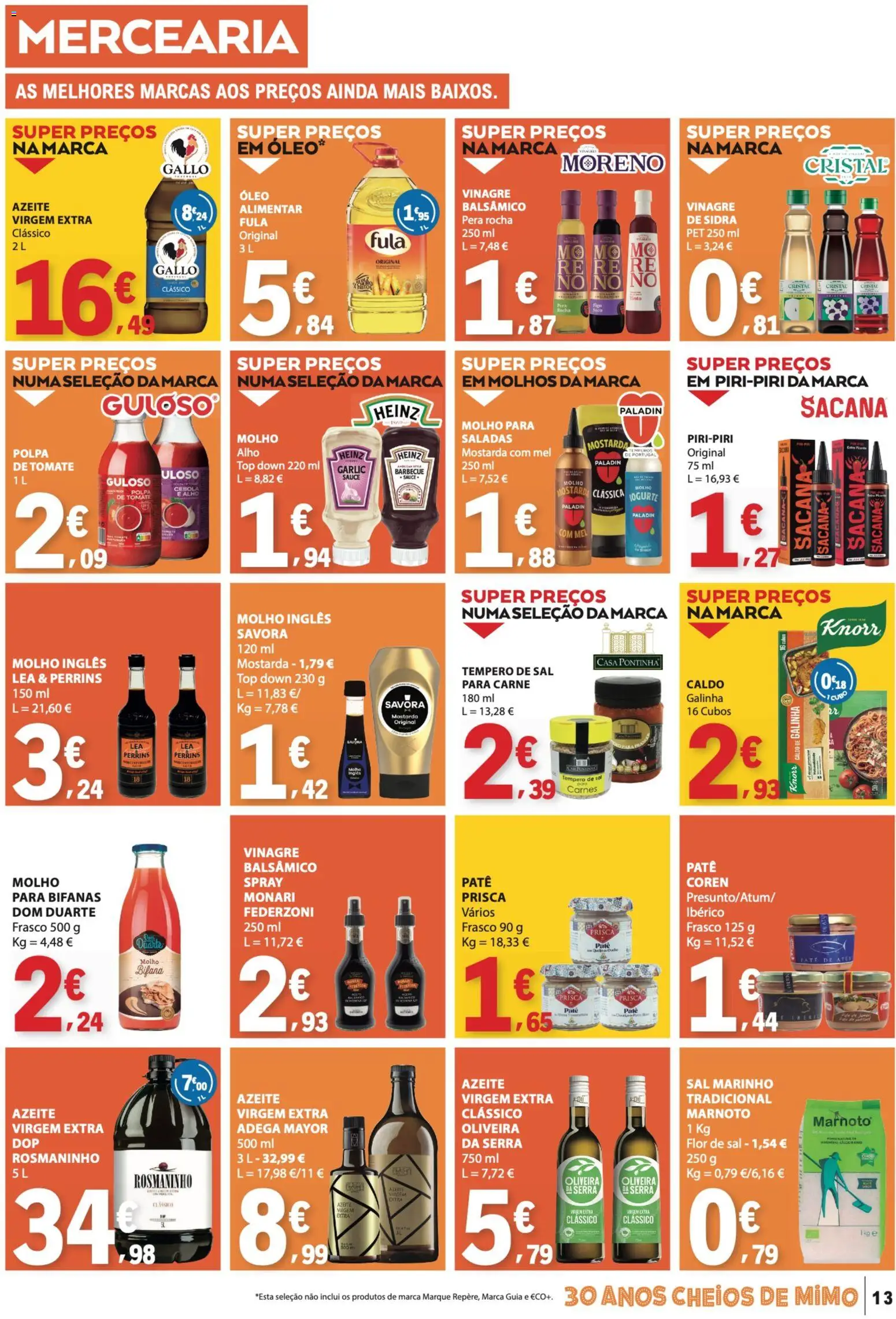 E.Leclerc folheto │ válido de 26.03.2026 | Página: 13 | Produtos: Vinagre, Molho inglês, Sal, Mel