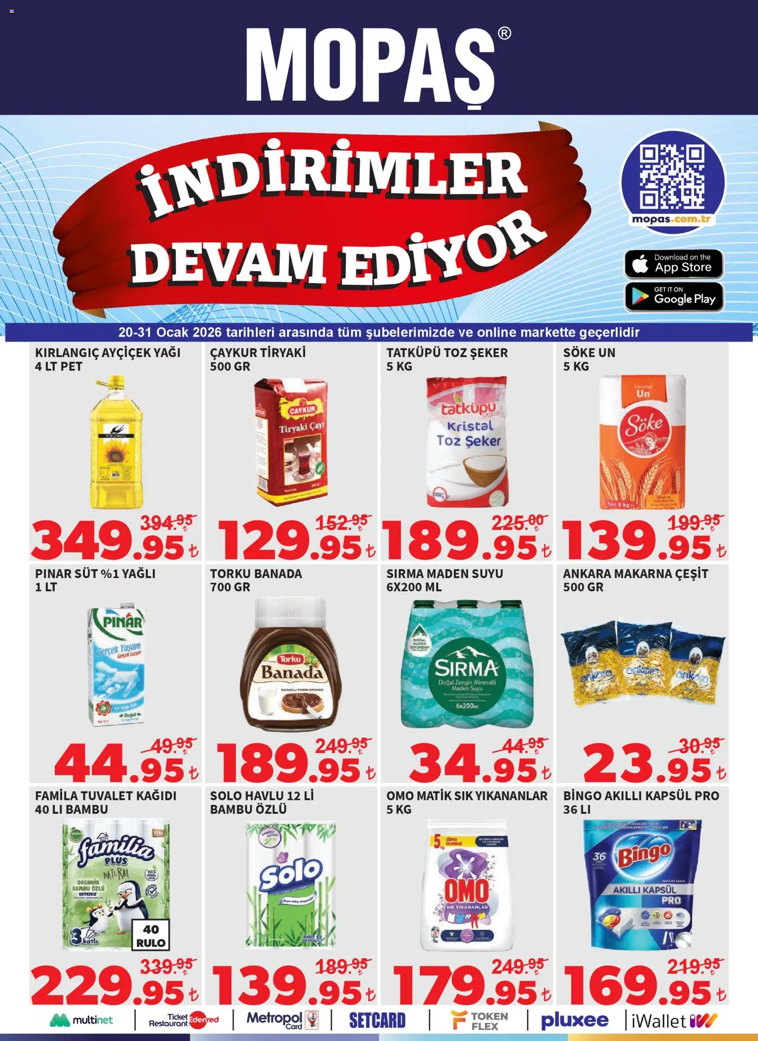 Mopaş Katalog - 20.01.2026 tarihinden itibaren geçerlidir | Sayfa: 1 | Ürünler: Şeker, Makarna, Tuvalet kağıdı, Maden suyu