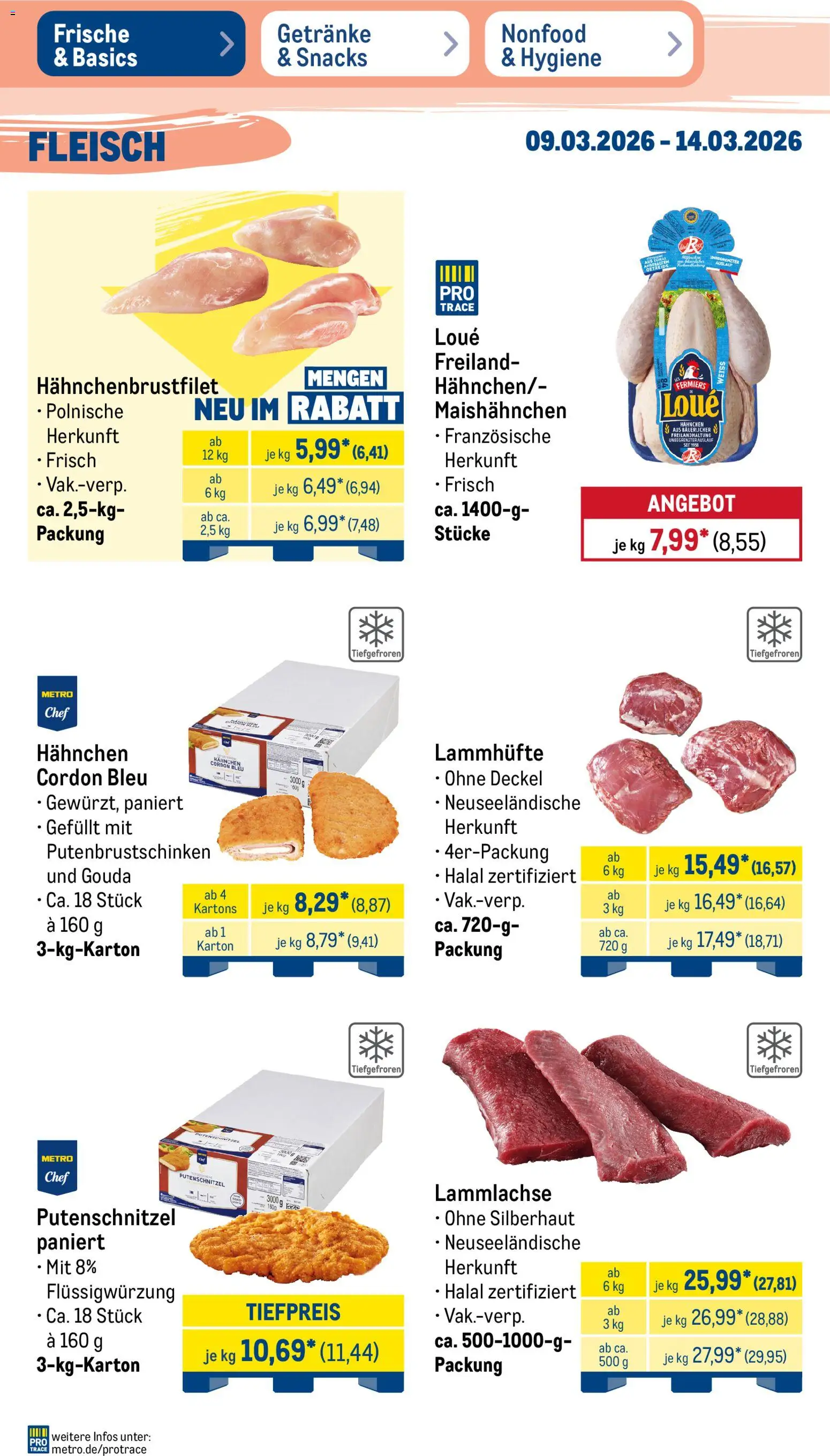 Metro Prospekt 	 – gültig ab 09.03.2026 | Seite: 8 | Produkte: Hahnchen, Gouda, Putenschnitzel, Fleisch