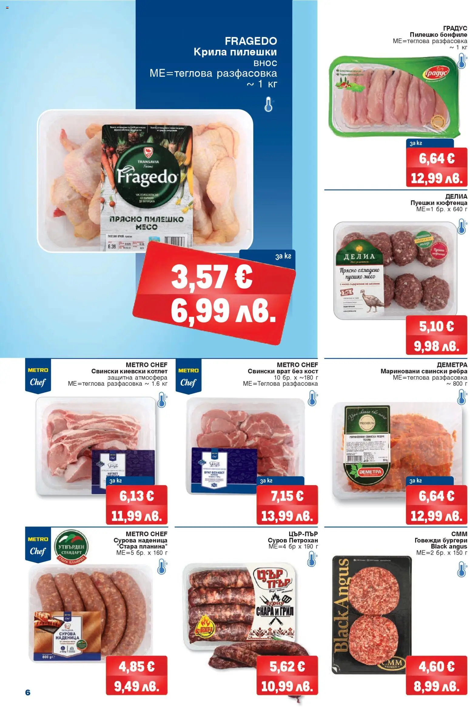 {H1} | Страница: 6 | Продукти: Pikakahvi, Наденица, Tortilla lap, Бонфиле