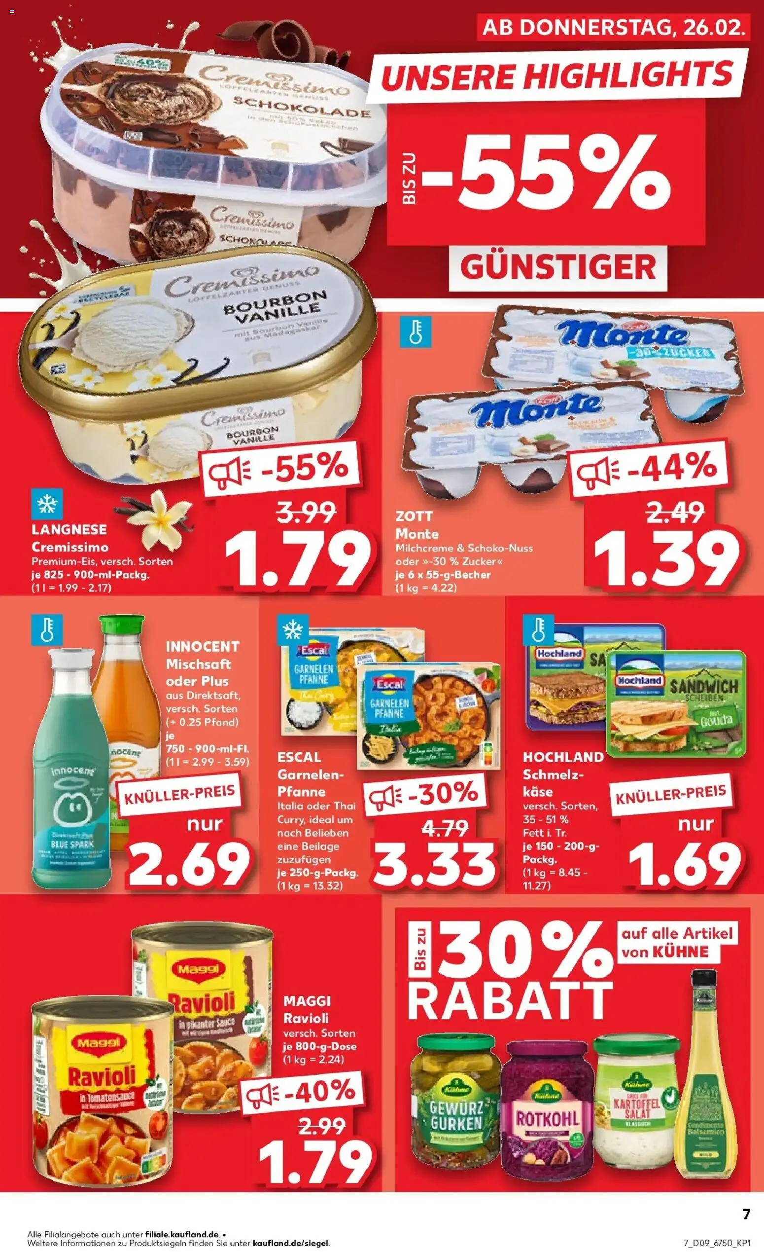 Kaufland prospekt Berlin	 – gültig ab 26.02.2026 | Seite: 7 | Produkte: Cremissimo, Käse, Rotkohl, Zucker