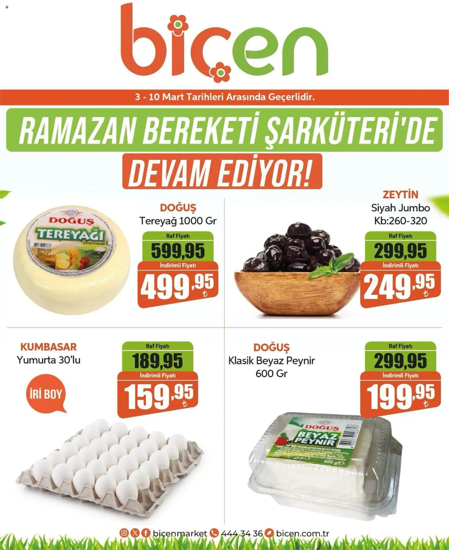 Biçen Market - İndirim Ramazan - 03.03.2026 tarihinden itibaren geçerlidir | Sayfa: 1 | Ürünler: Raf, Tereyağı, Peynir, Yumurta