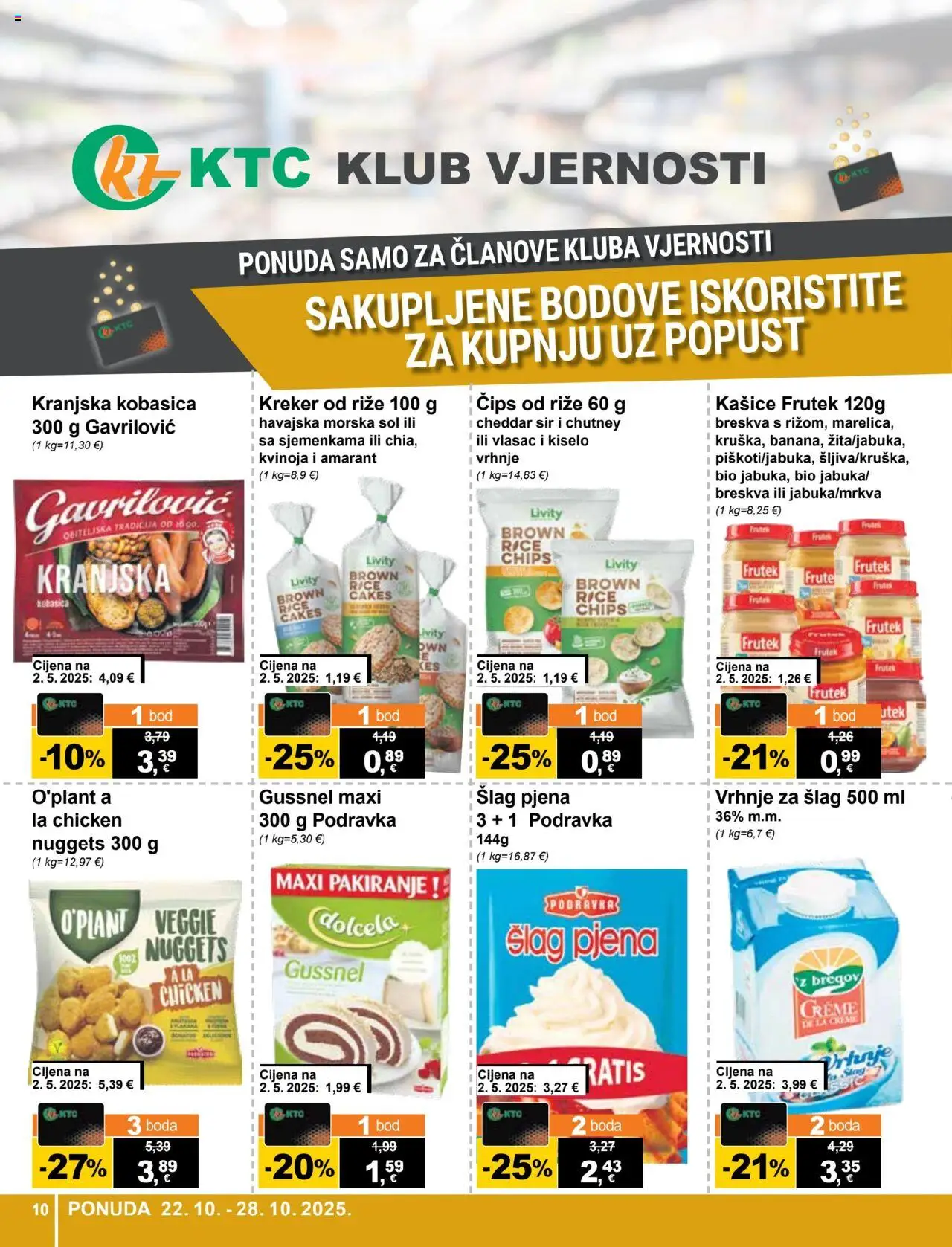 KTC katalog | vrijedi od 22.10.2025 | Stranica: 10 | Proizvodi: Kranjska kobasica, Sol, Kobasica, Šlag