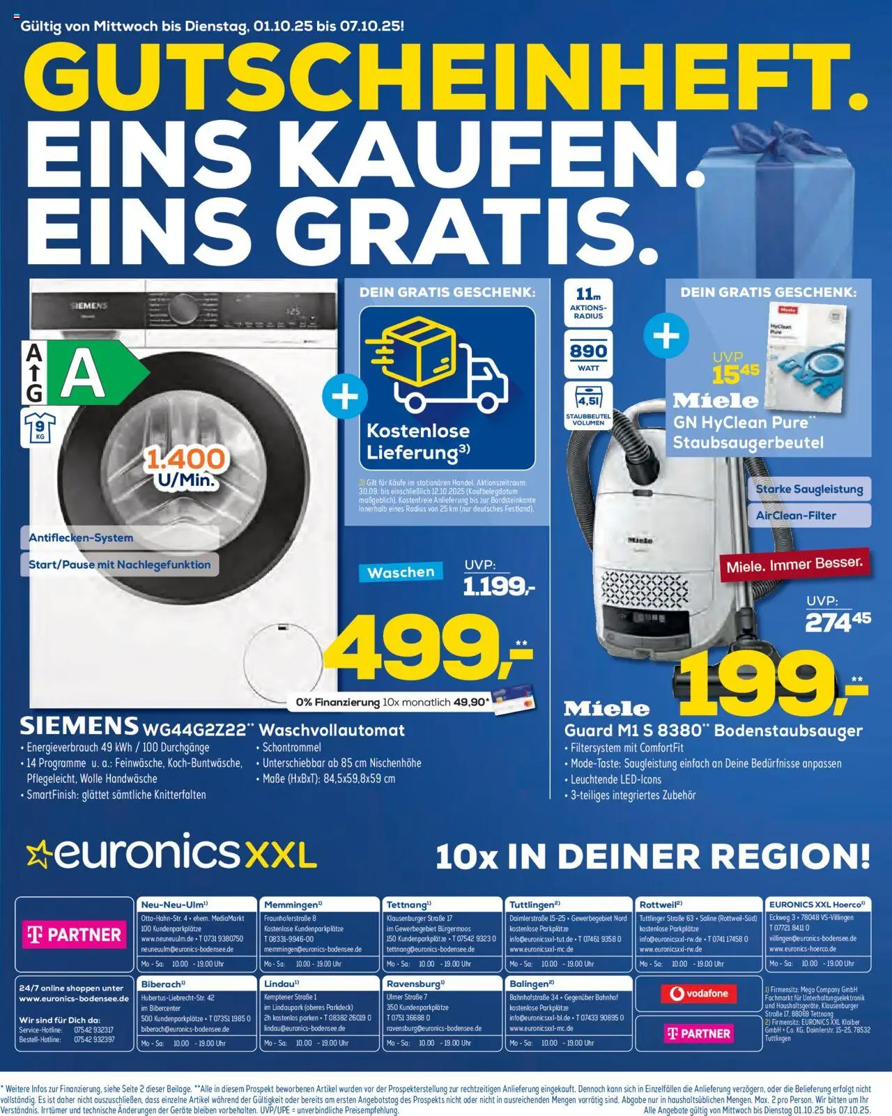 Euronics  Aktuelle Beilage – gültig ab 01.10.2025 | Seite: 12 | Produkte: Miele, Siemens, Uhr