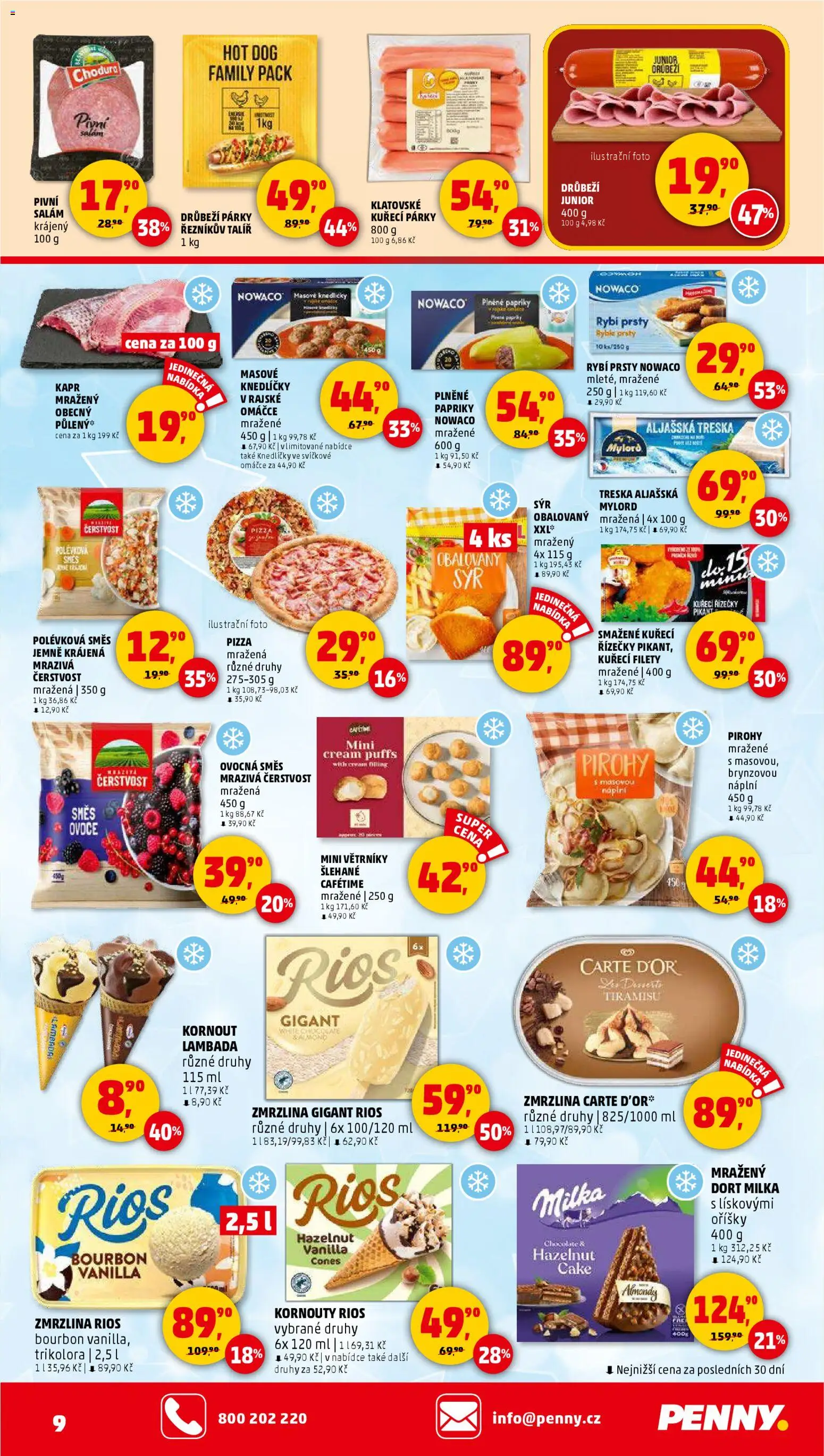 Penny Market leták - Čtvrtečník od 20.12.2025 | Strana: 9 | Produkty: Milka, Hot dog, Rybí prsty, Dort