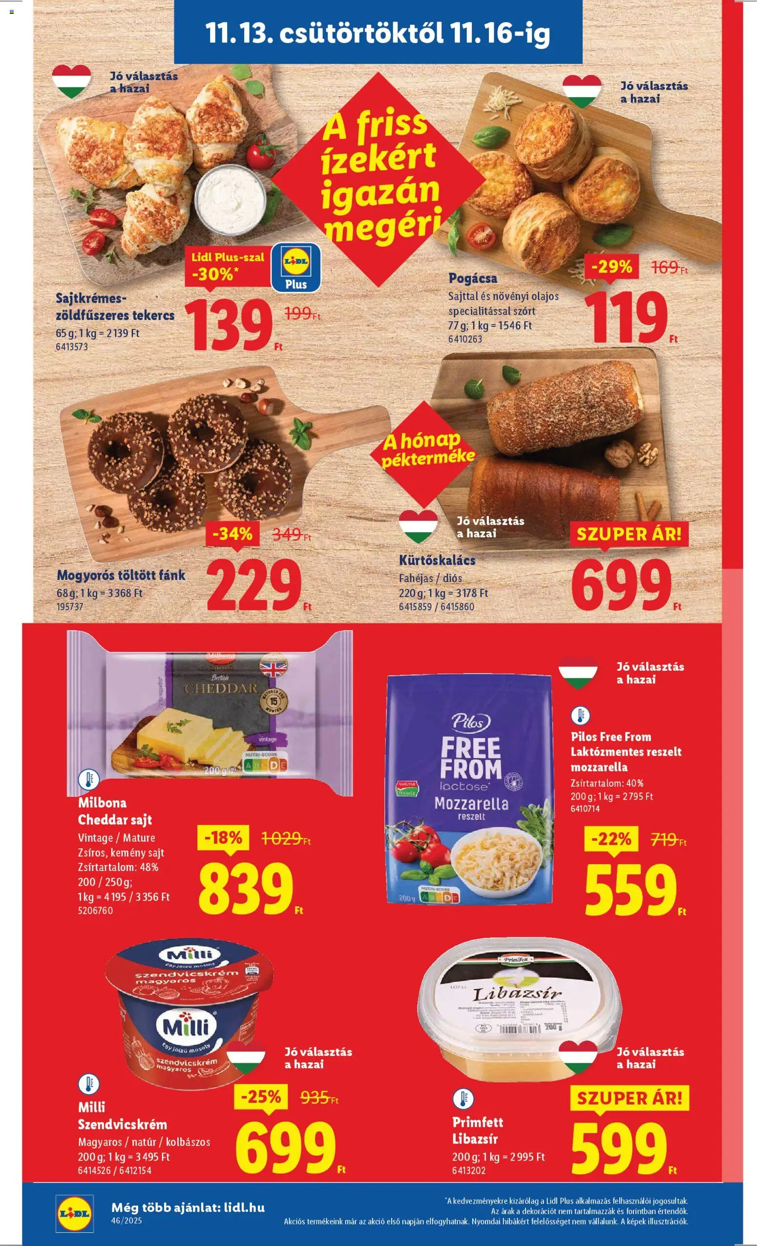 Lidl akciós ujság - amely érvényes a következő dátumtól: 13.11.2025 | Oldal: 8 | Termékek: Szendvicskrém, Libazsír, Sajt, Cheddar