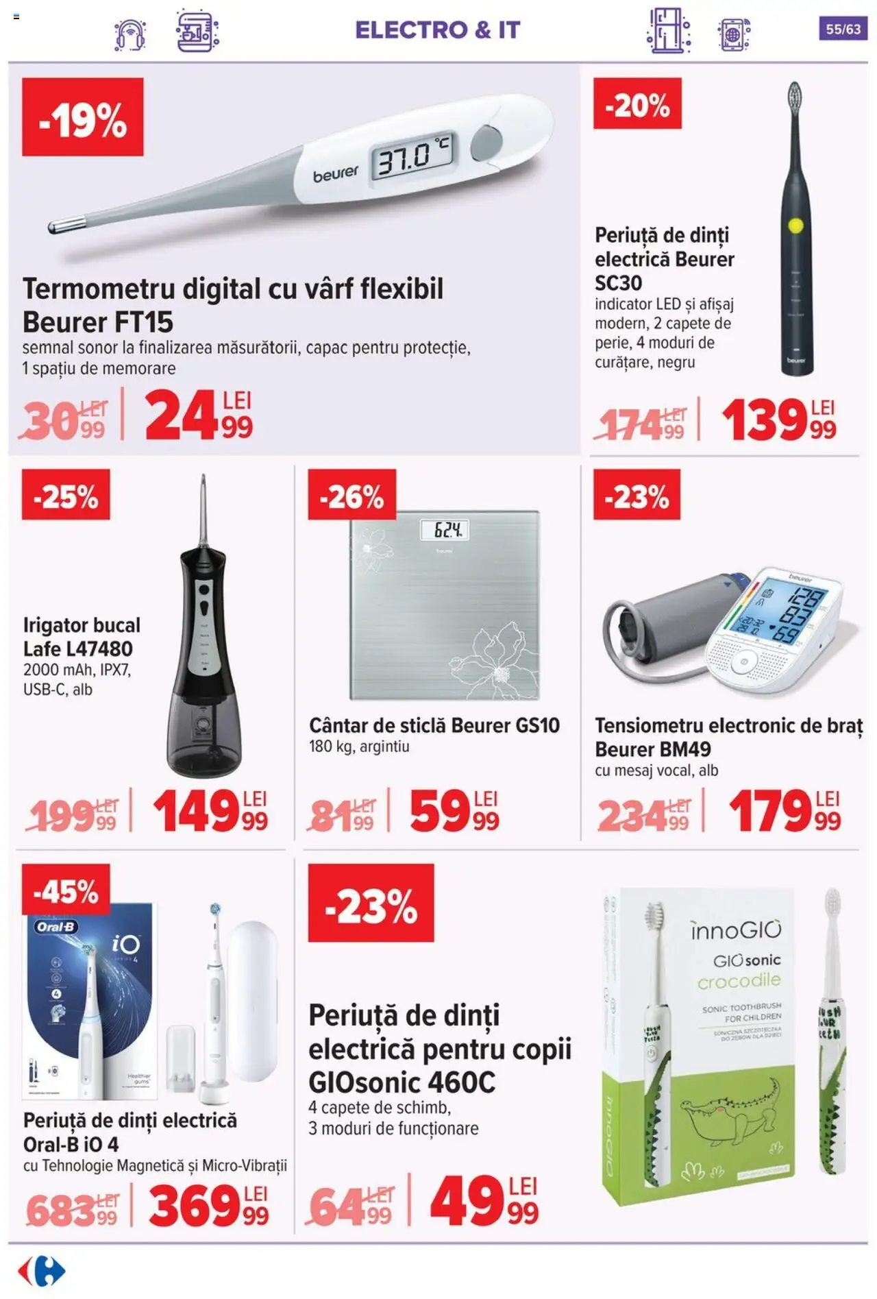 Noul catalog Carrefour – valabil de la 01.10.2025 | Pagină: 56 | Produse: Tensiometru, Periuță De Dinți Electrică, Cântar, Periuță de dinți